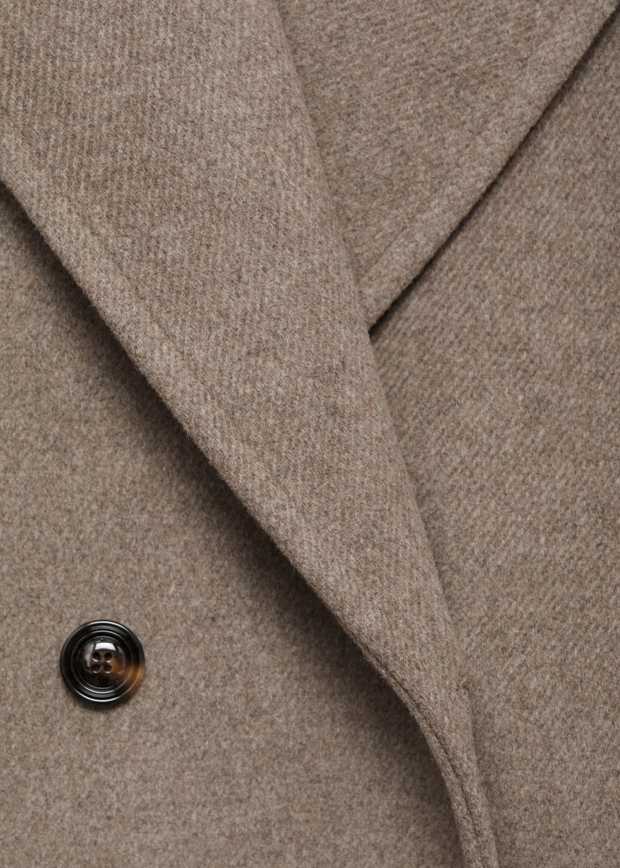 Wool coat with lapels - Details of the article 0, Medium Brown. Ref: 77097683-00.
