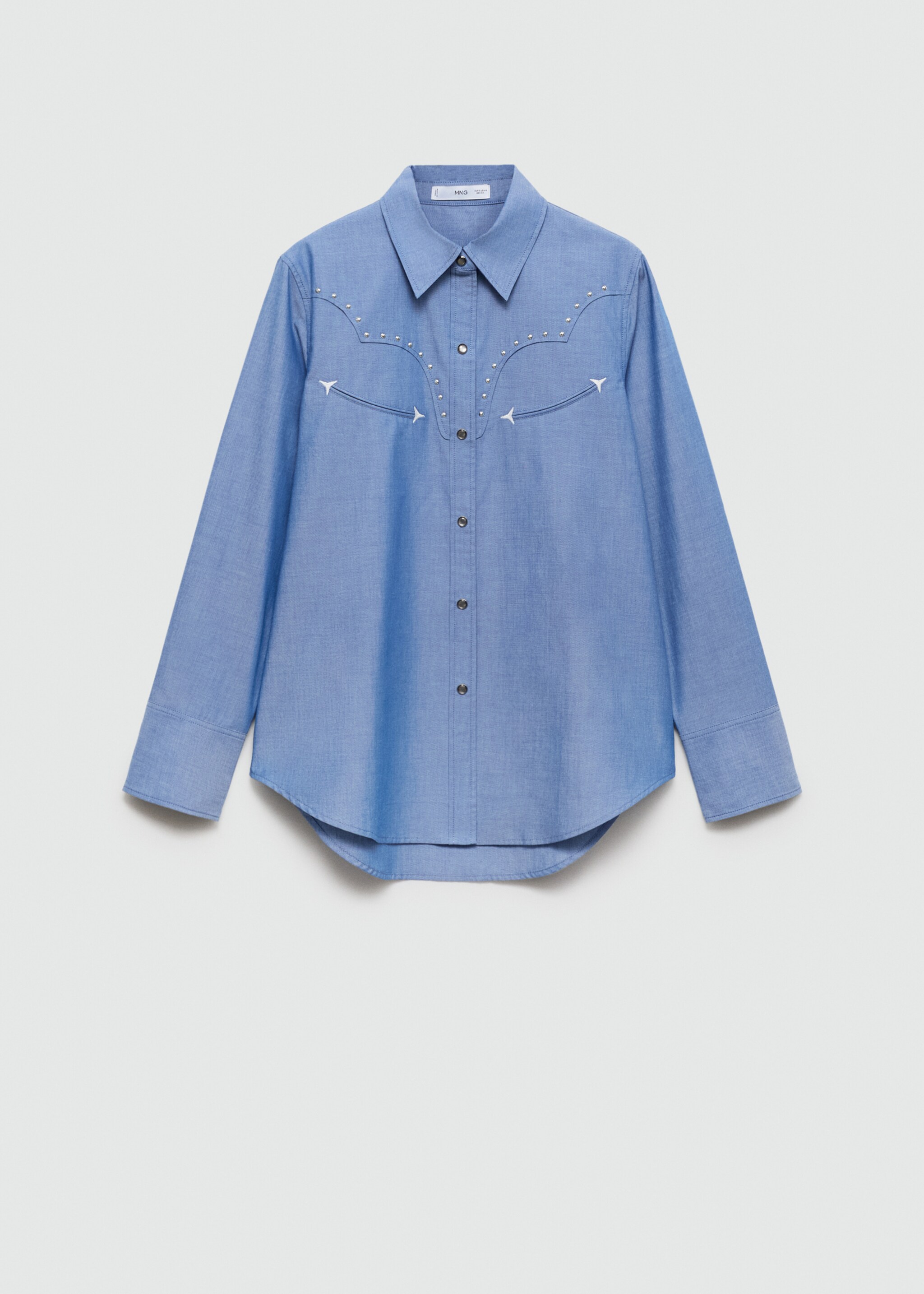 Chemise coton détail studs - Article sans modèle, Bleu. Ref: 77097684-00.