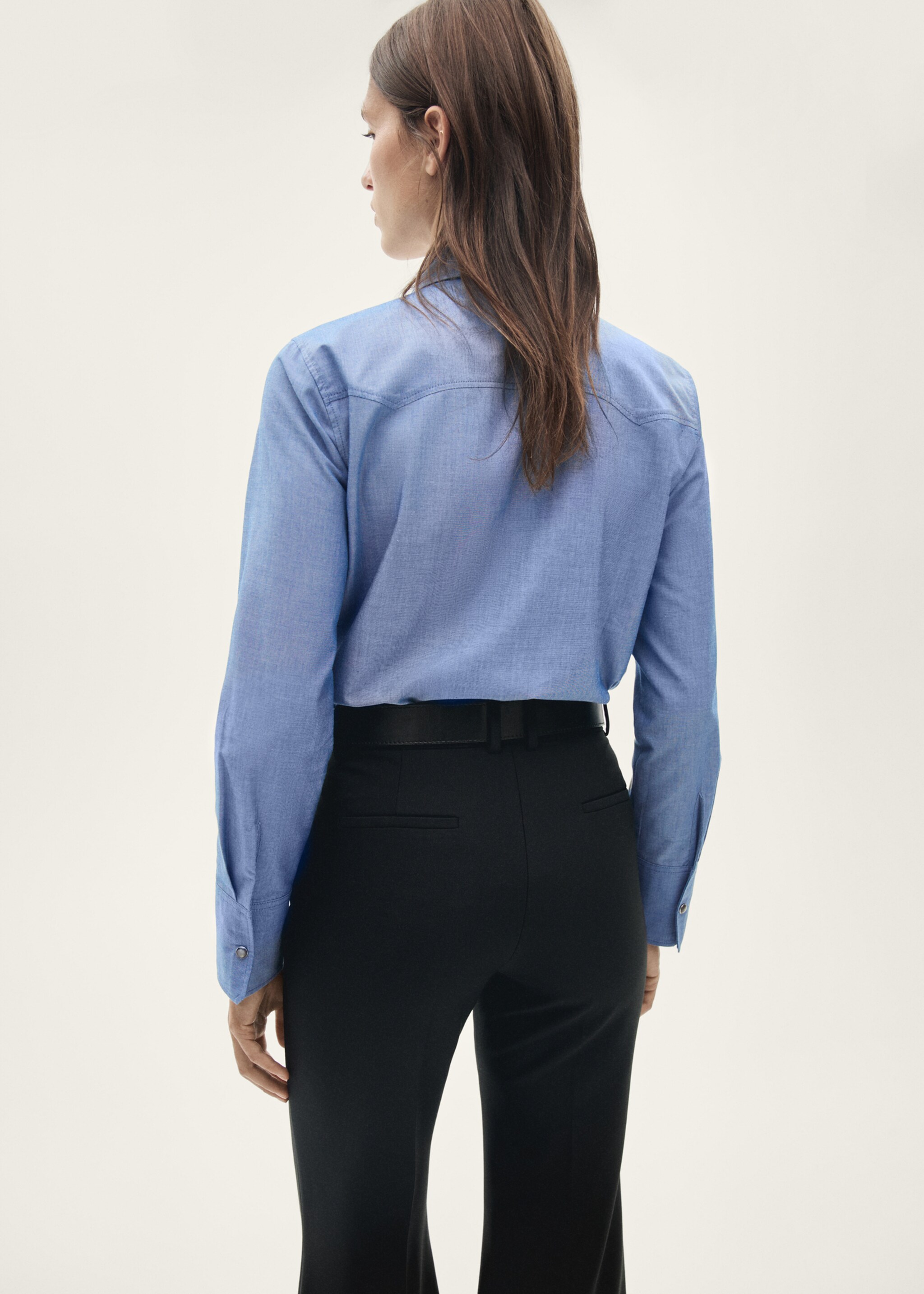 Chemise coton détail studs - Verso de l’article, Bleu. Ref: 77097684-00.