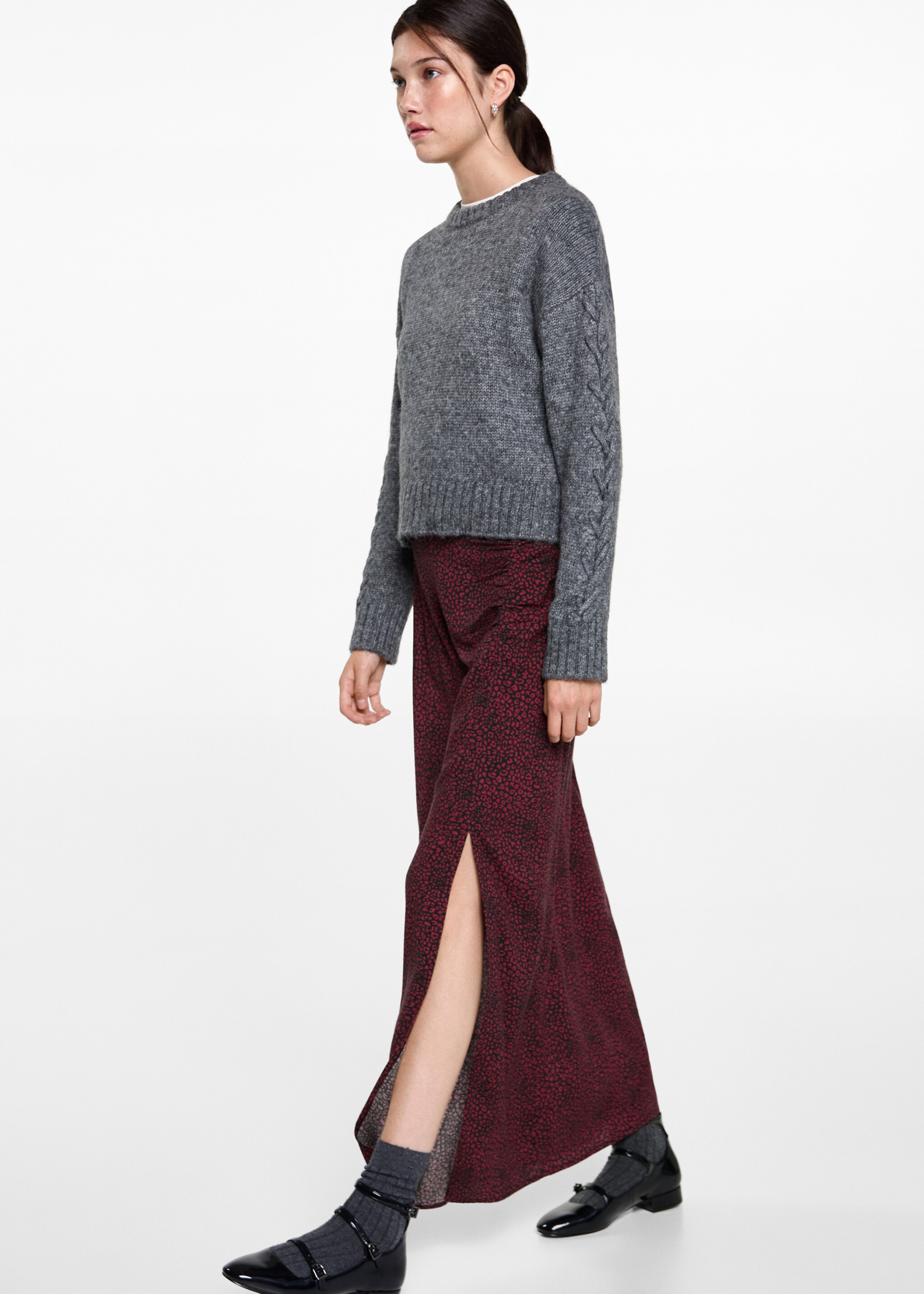 Faldilla midi lleopard - Detall de l'article 2, Vermell. Ref: 77097687-00.