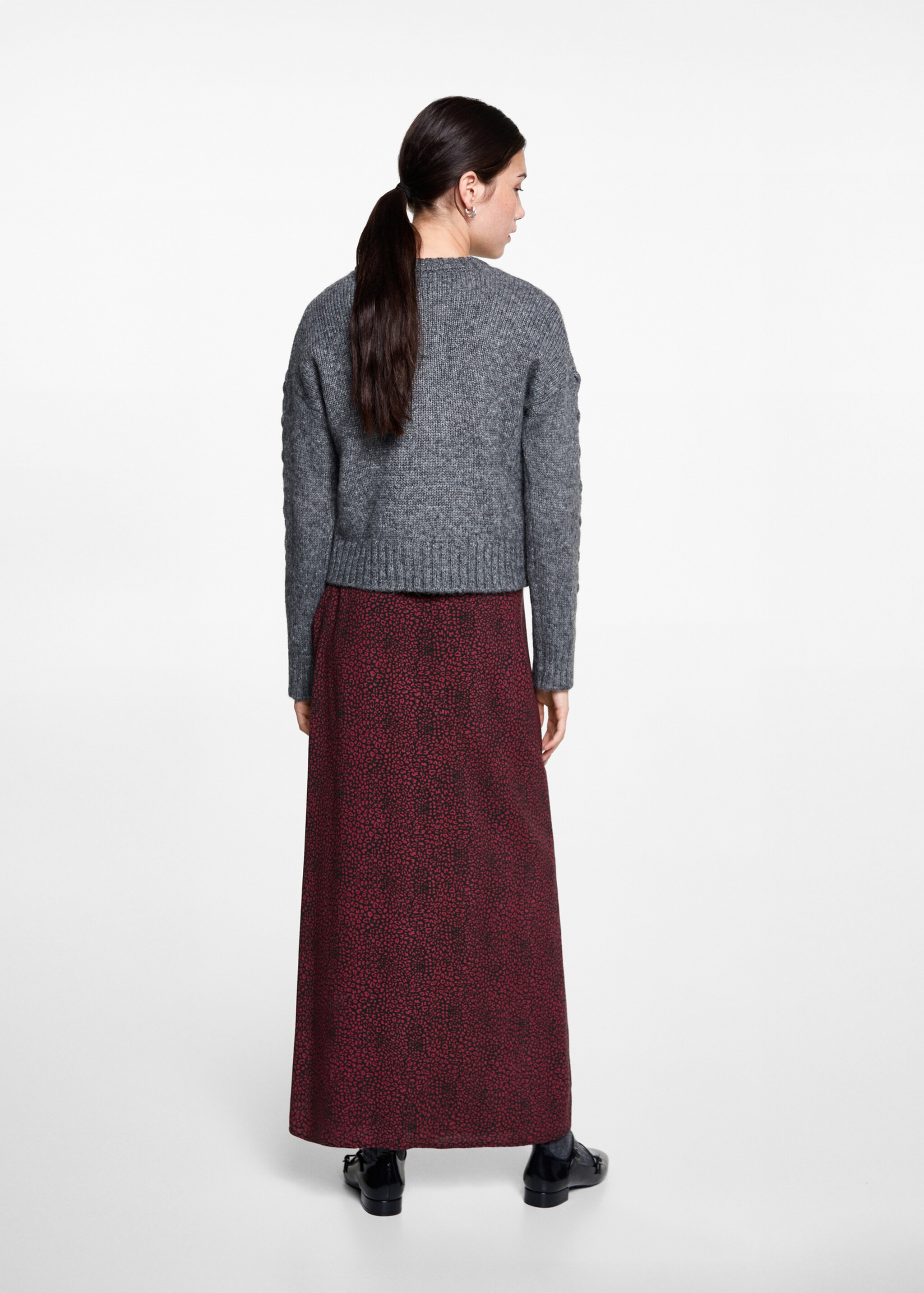 Faldilla midi lleopard - Revers de l'article, Vermell. Ref: 77097687-00.