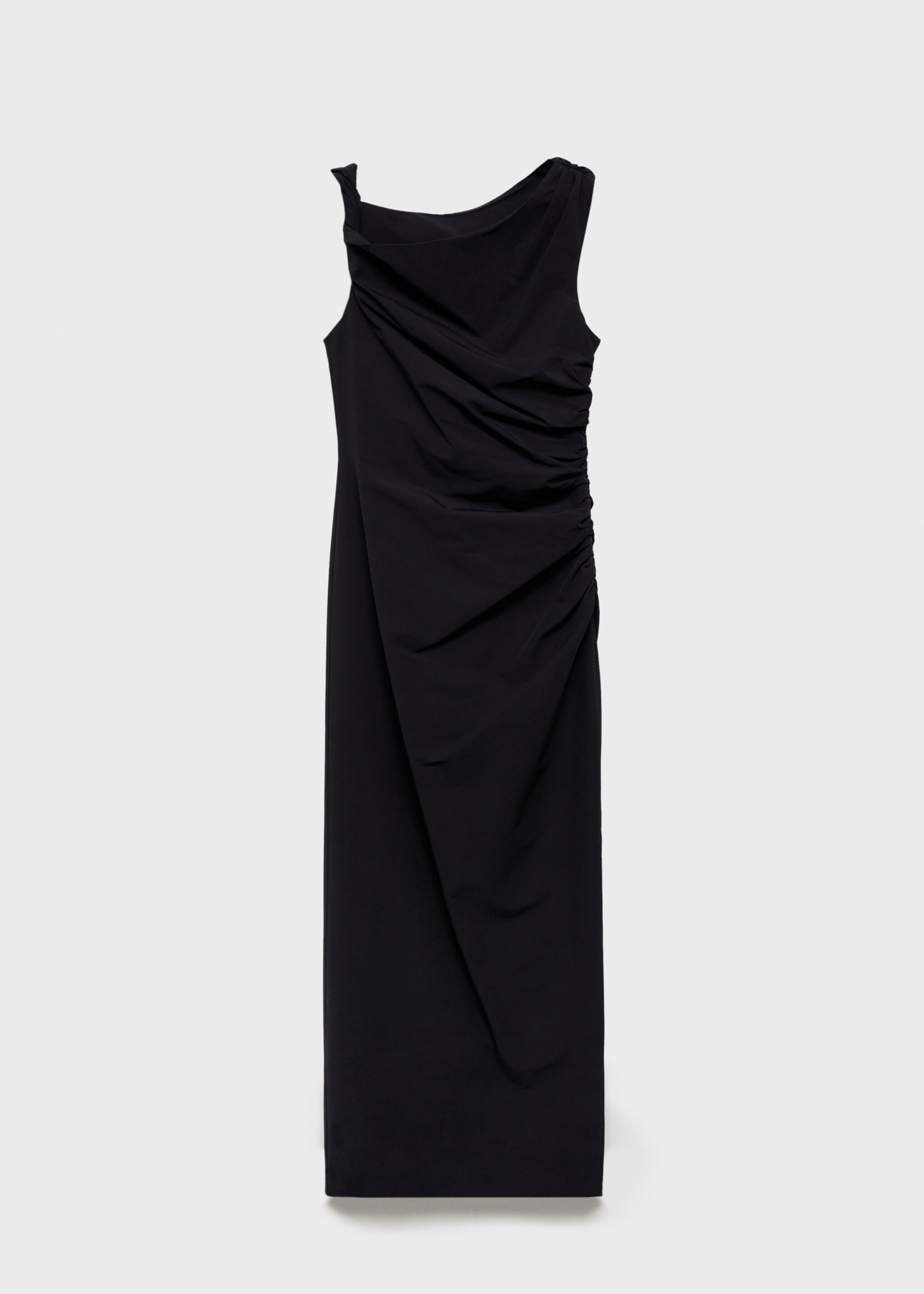 Asymmetrical dress with gathered details - Article without model, Black. Ref: 77097689-00.