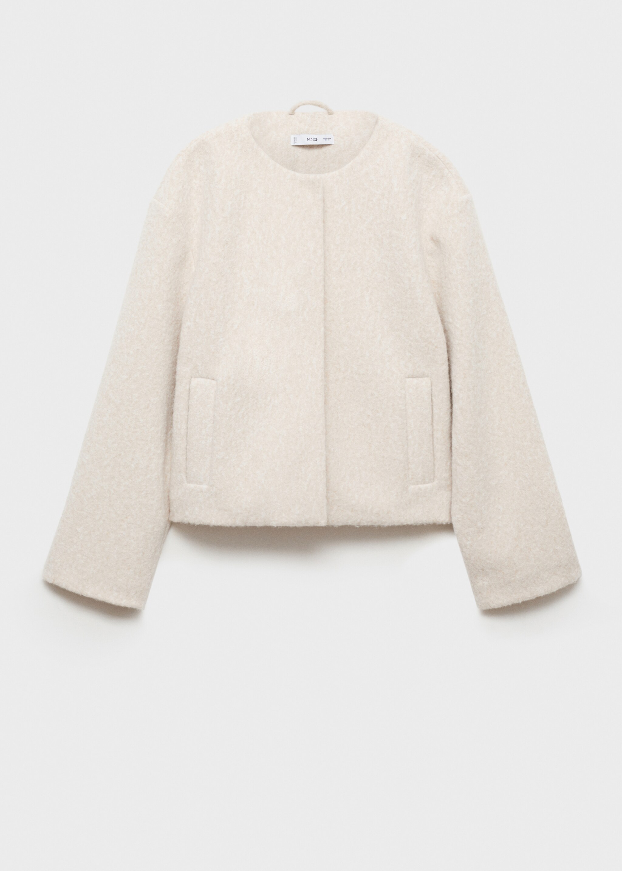 Jacket with scarf and pockets - Details of the article 8, Beige. Ref: 77097690-00.