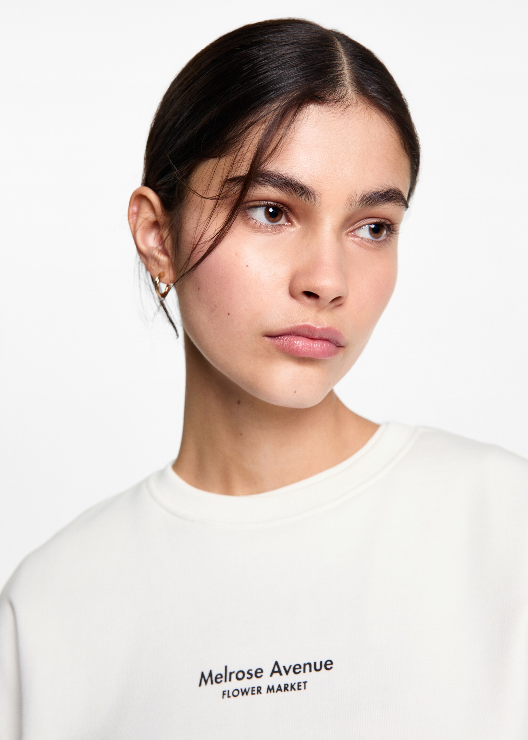 Sweat-shirt coton imprimé - Détail de l'article 1, Blanc cassé. Ref: 77097692-00.