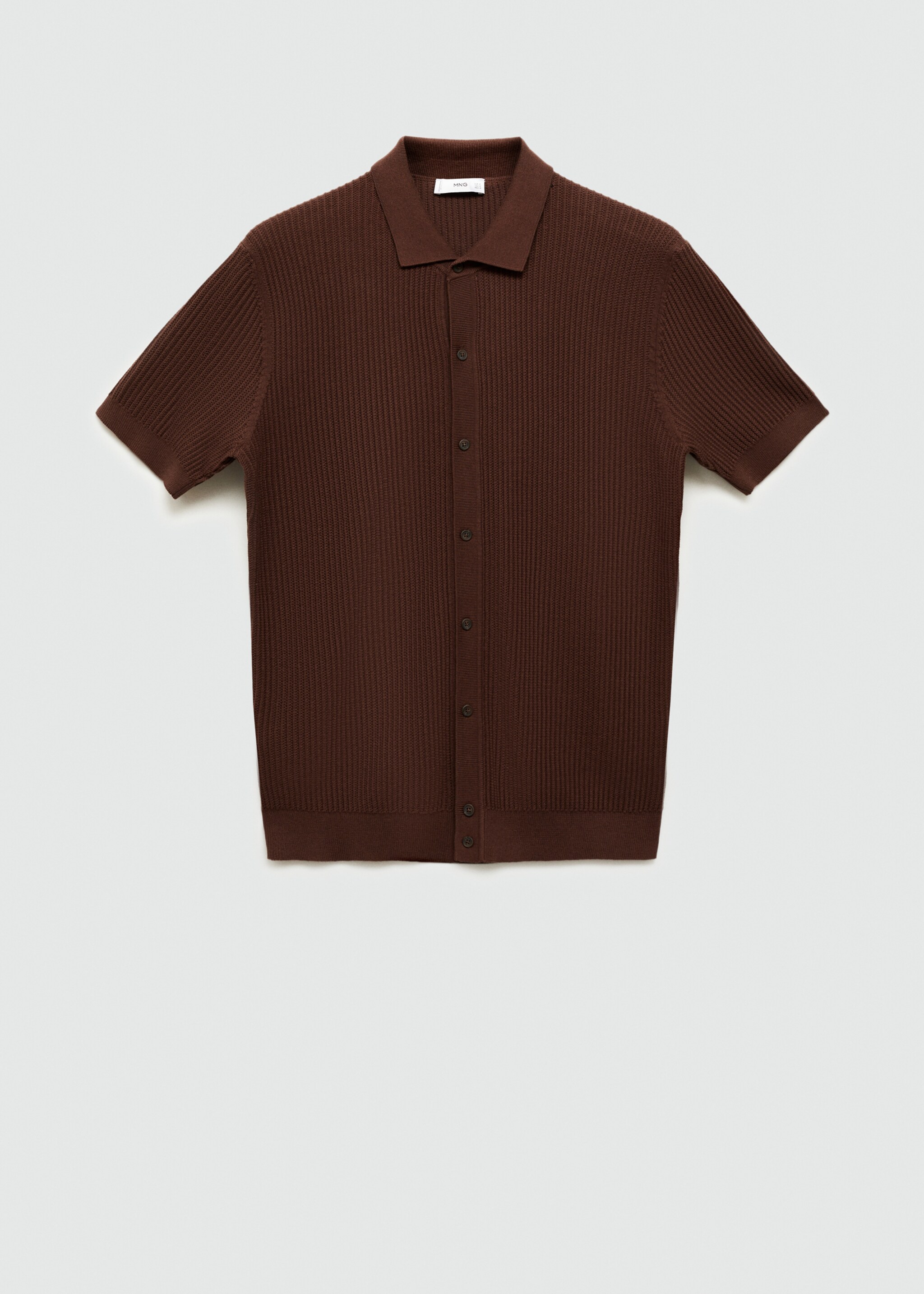 Fijngebreid geribd poloshirt met knopen - Artikel zonder model