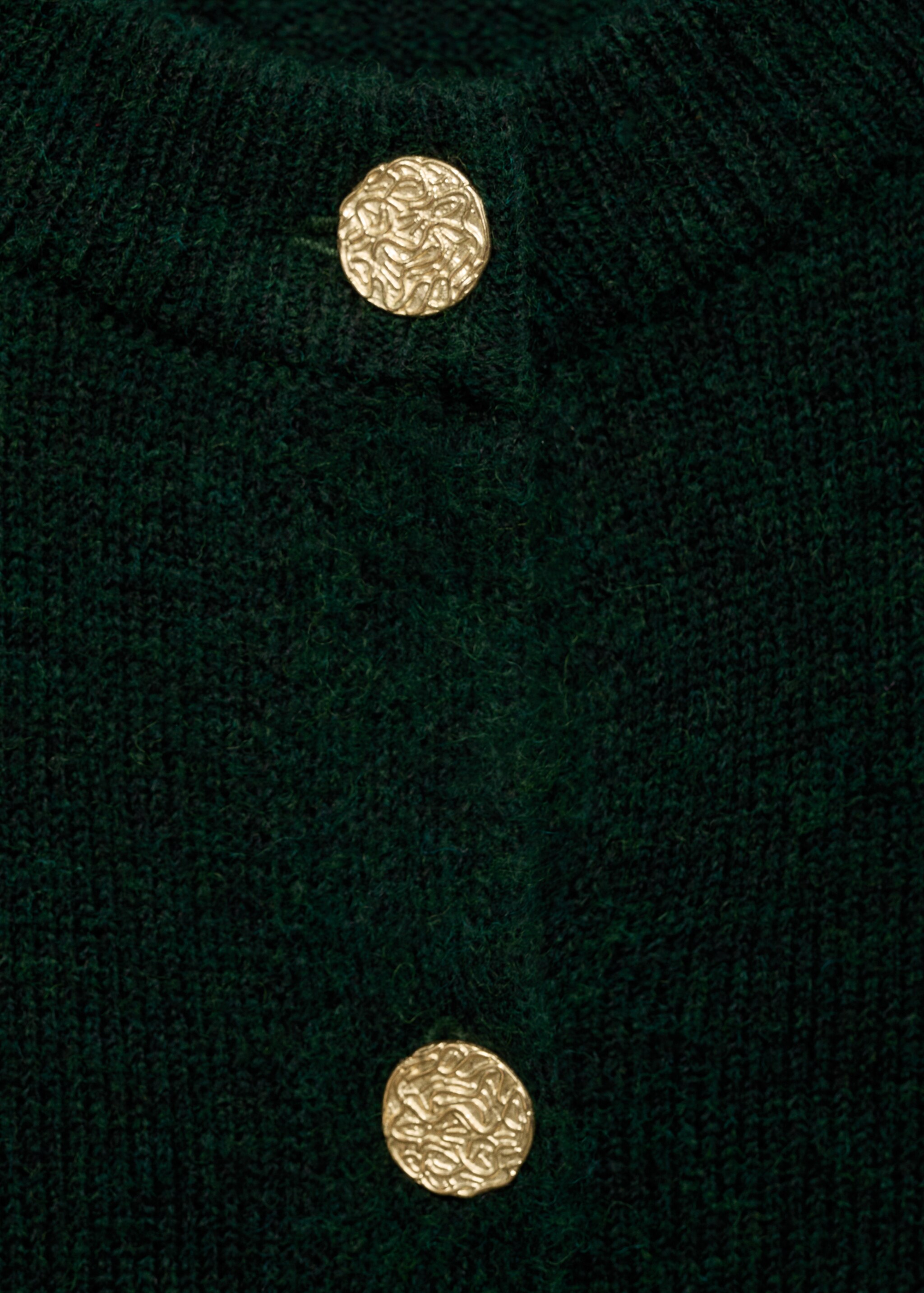Úpletový kardigan se štrasovými knoflíky - Detail zboží 8, Zelená. Ref: 77097700-00.