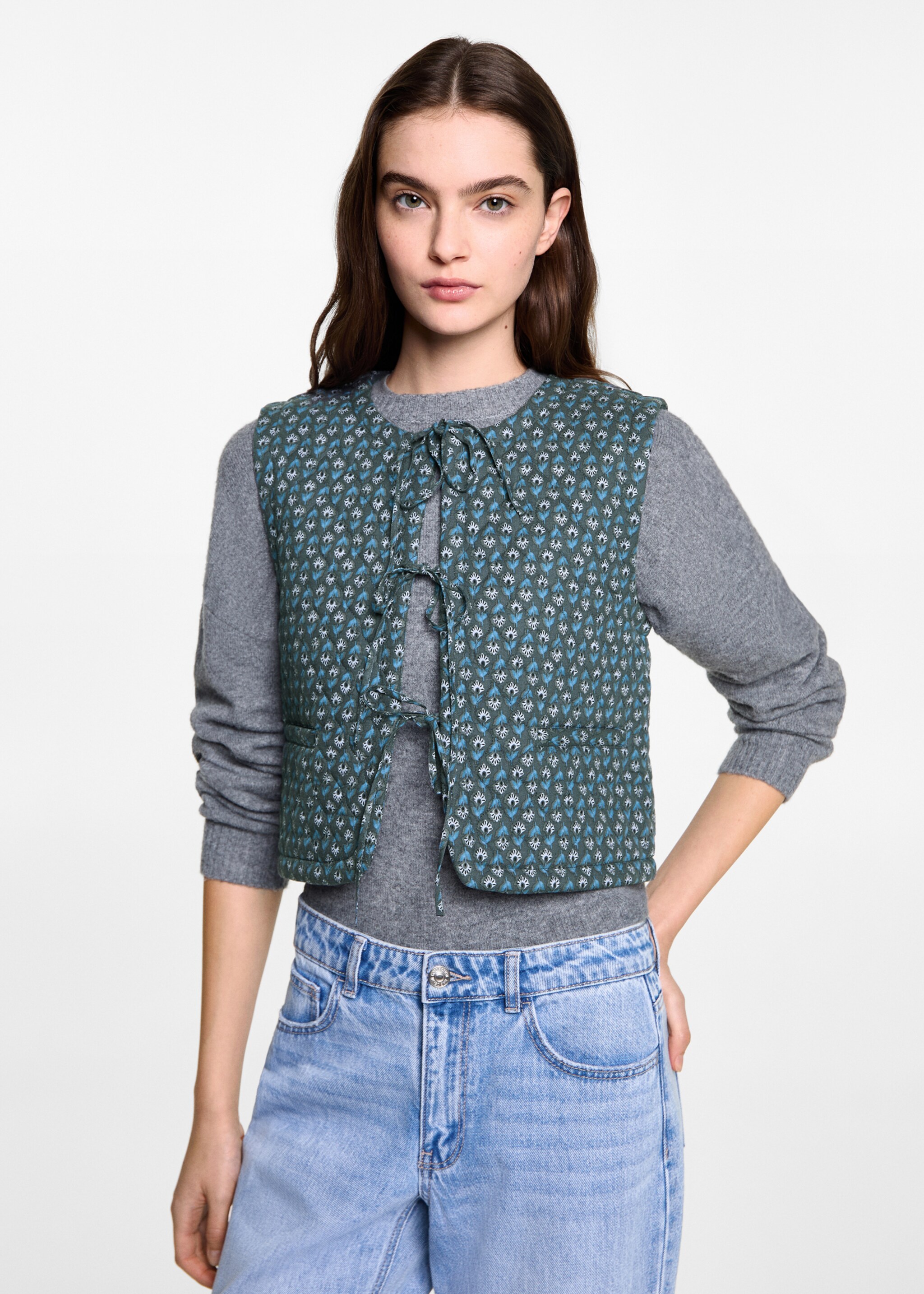 Printed quilted gilet - Medium plane