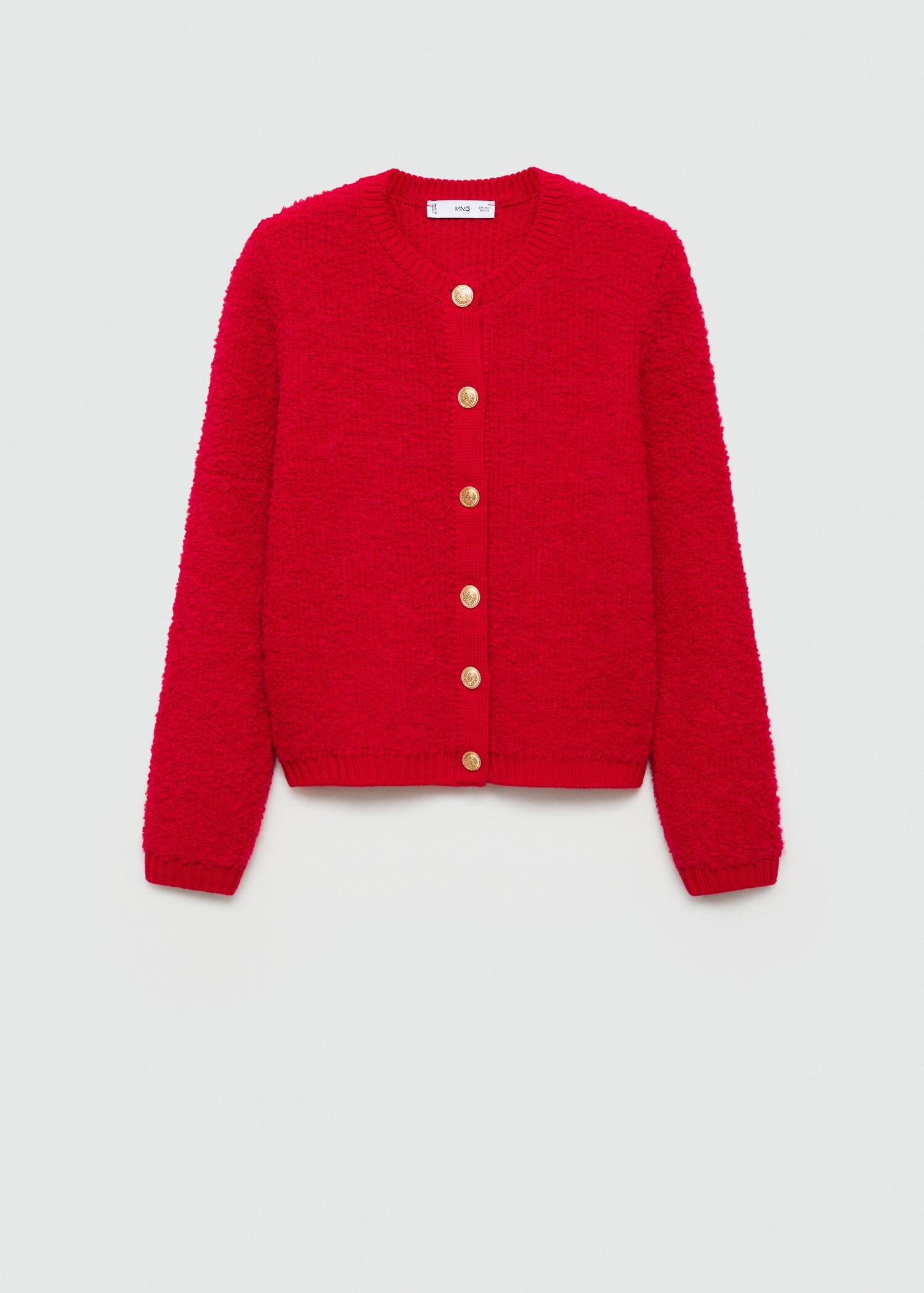 Curly-knit cardigan with jewel buttons - Article without model