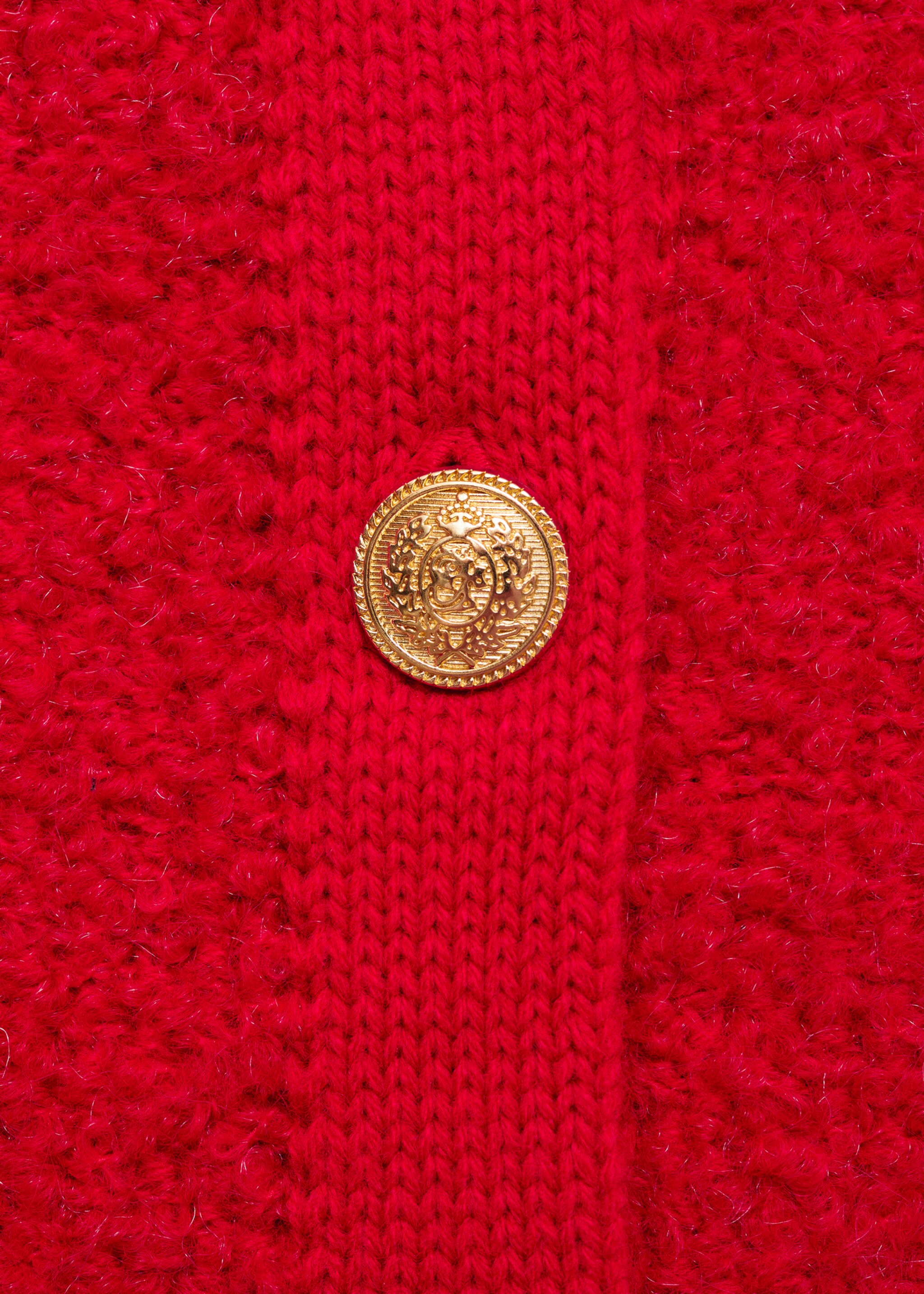 Curly-knit cardigan with jewel buttons - Details of the article 0, Red. Ref: 77097709-00.