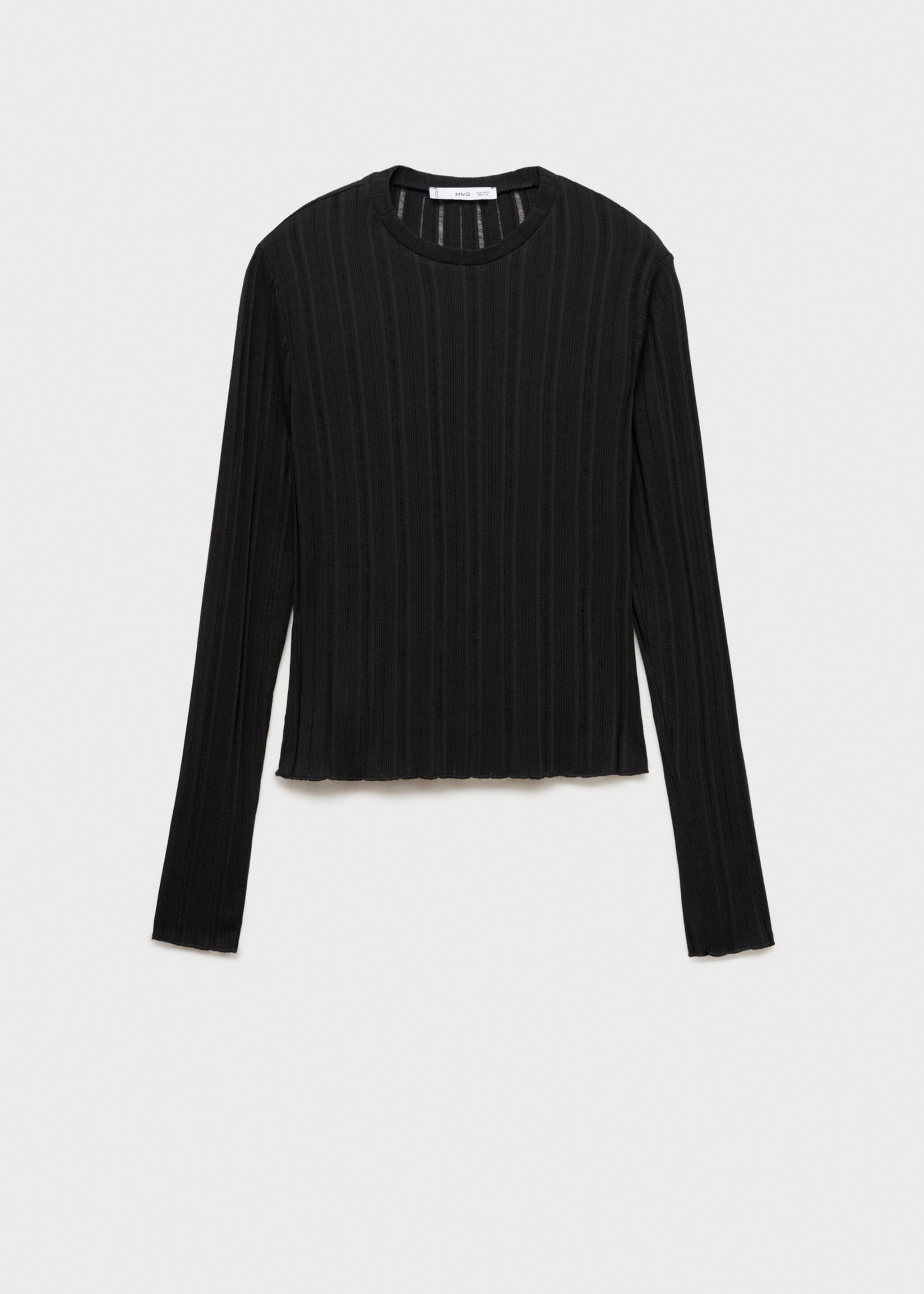 Long sleeve T-shirt - Article without model, Black. Ref: 77097715-00.
