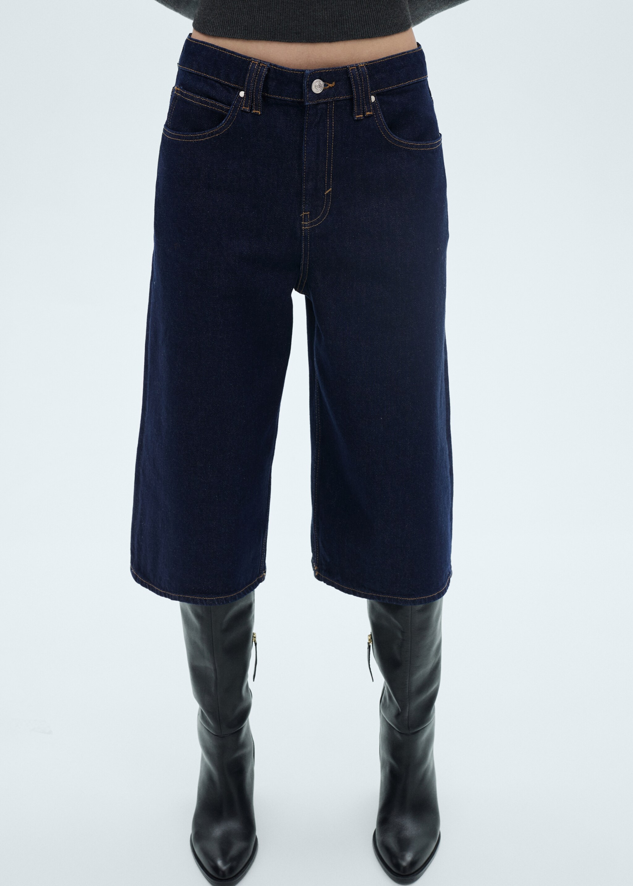 Rinse-Wash-Jeans-Bermudashorts - Mittlere Ansicht, Blau. Ref: 77097720-00.