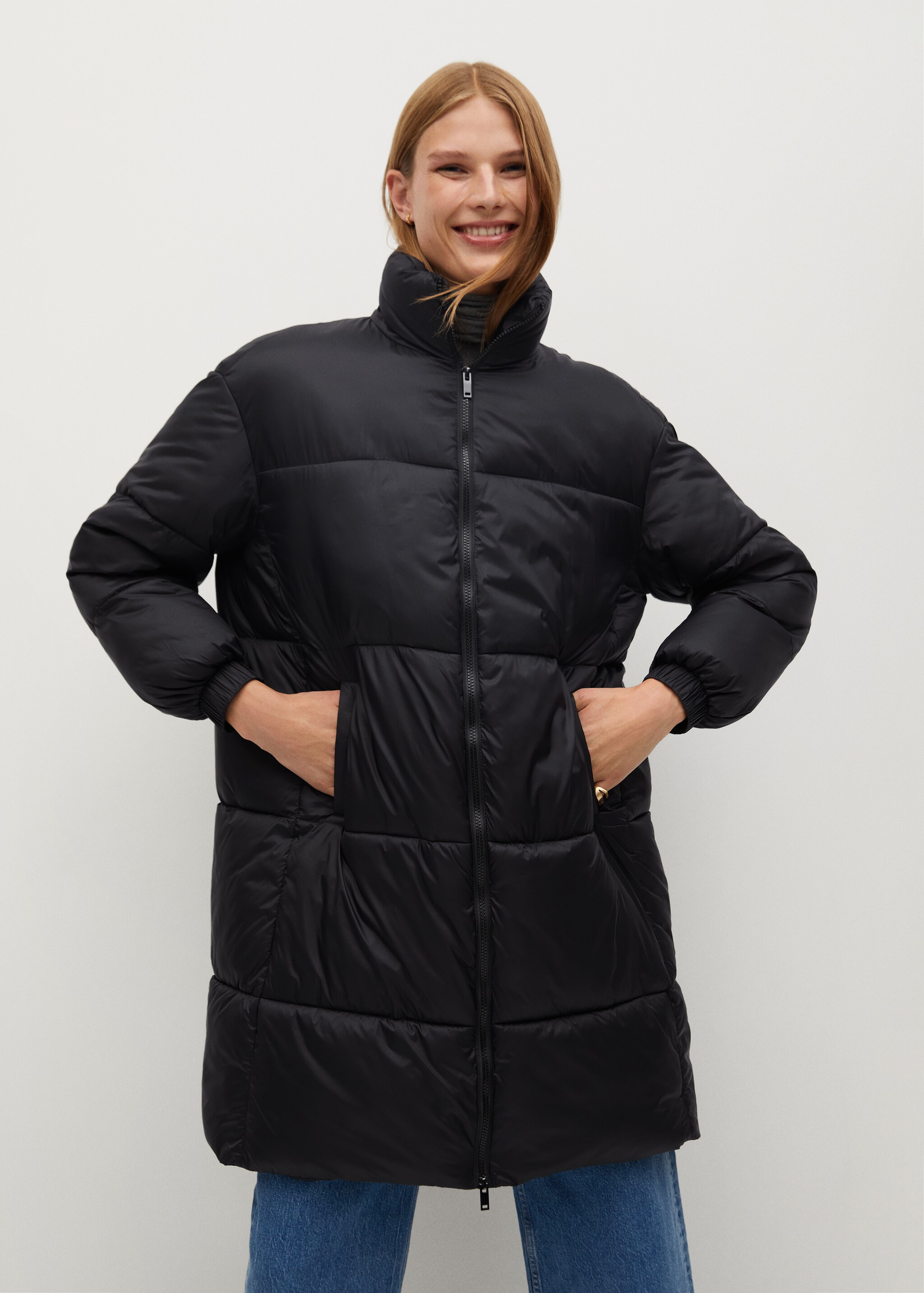 Prošívaný anorak oversize - Náhled ve středové rovině