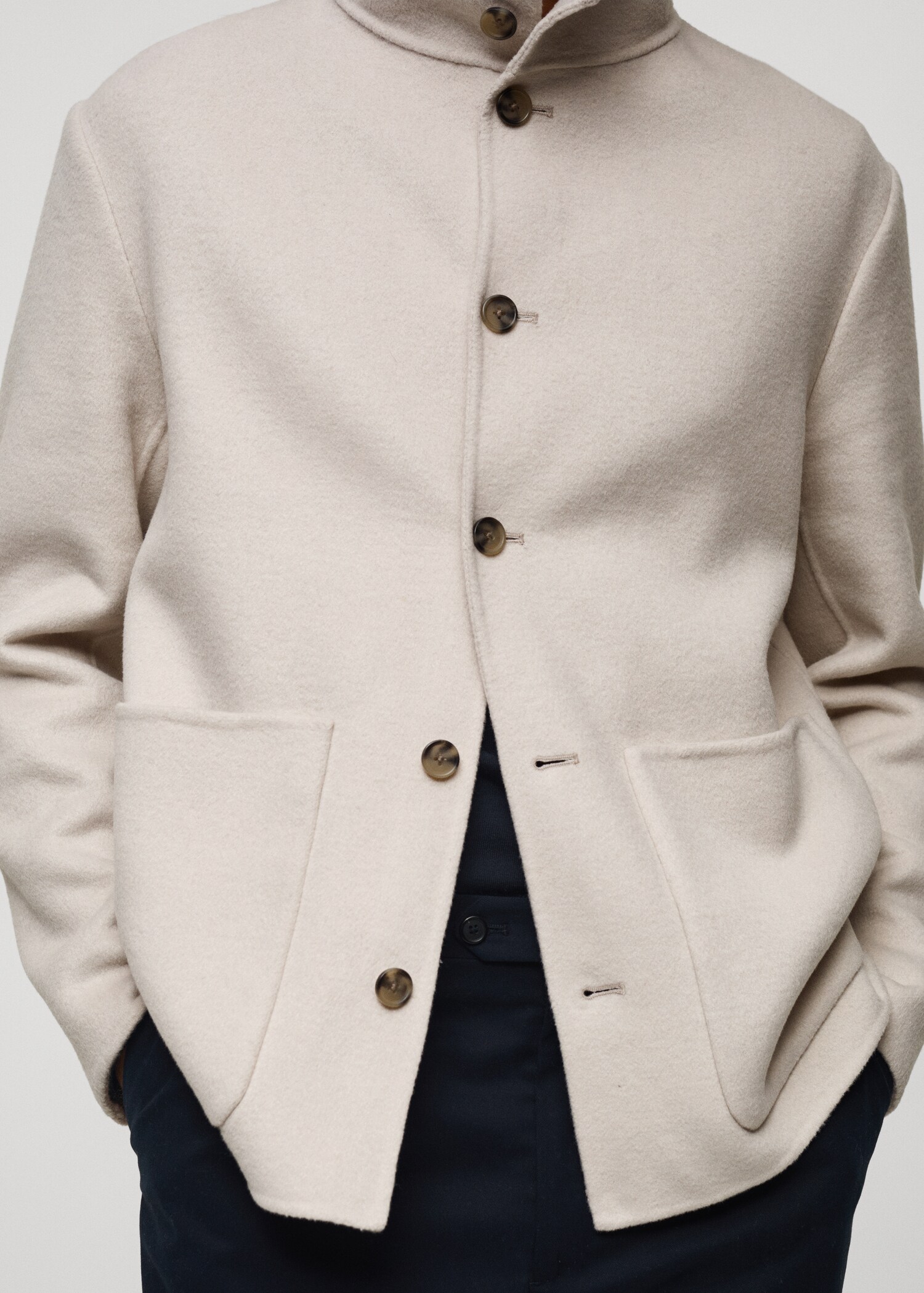 Handmade wool jacket with funnel neck - Details of the article 6