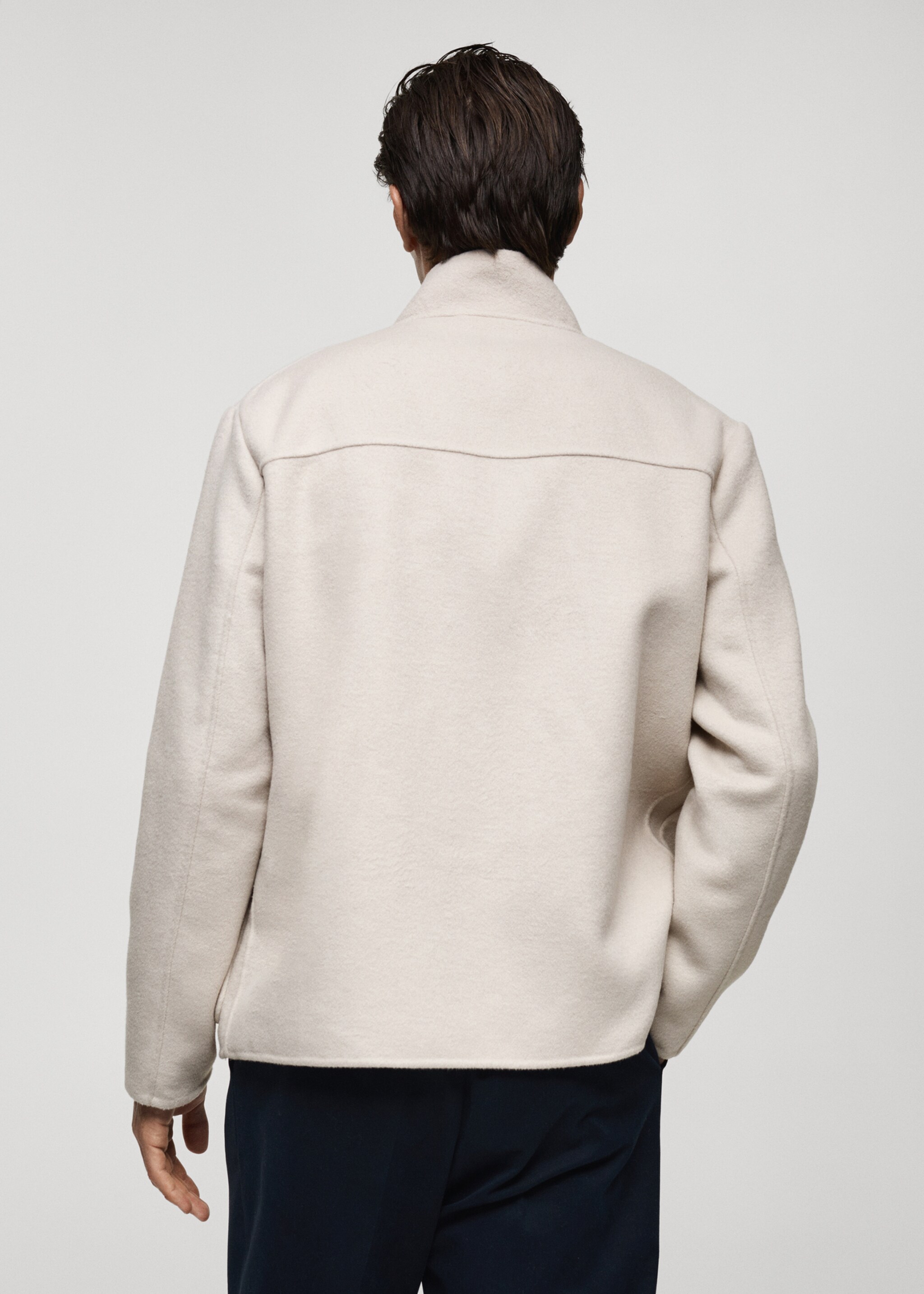 Chaqueta lana handmade cuello chimenea - Reverso del artículo, Crudo. Ref: 77097911-00.