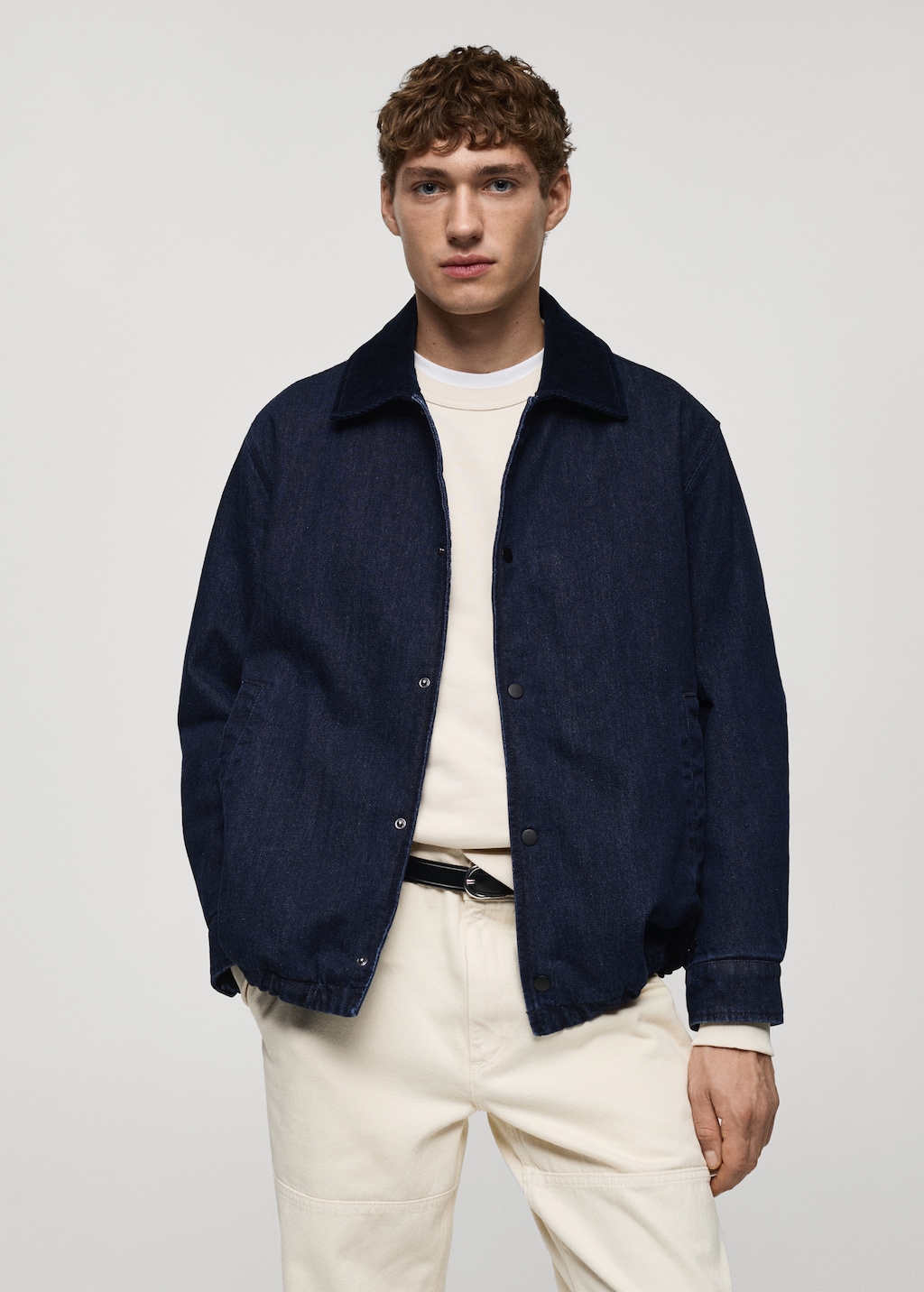 Corduroy collar denim jacket - Men | MANGO OUTLET USA