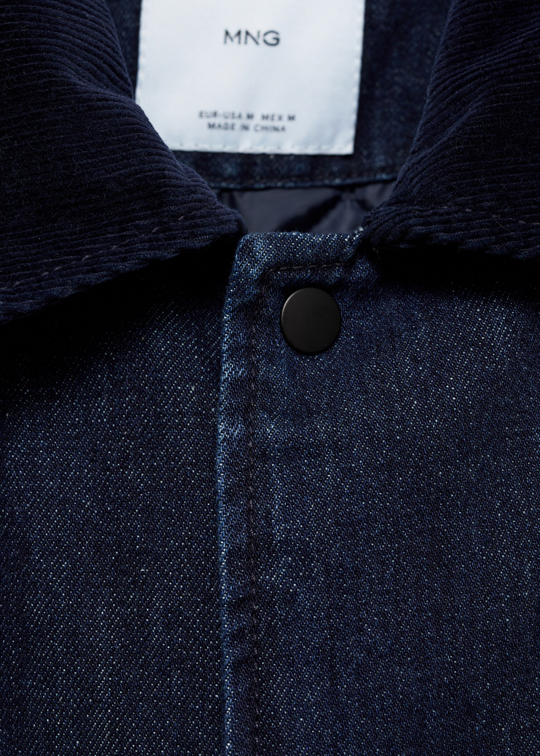Corduroy collar denim jacket - Details of the article 8, Open Blue. Ref: 77097912-00.