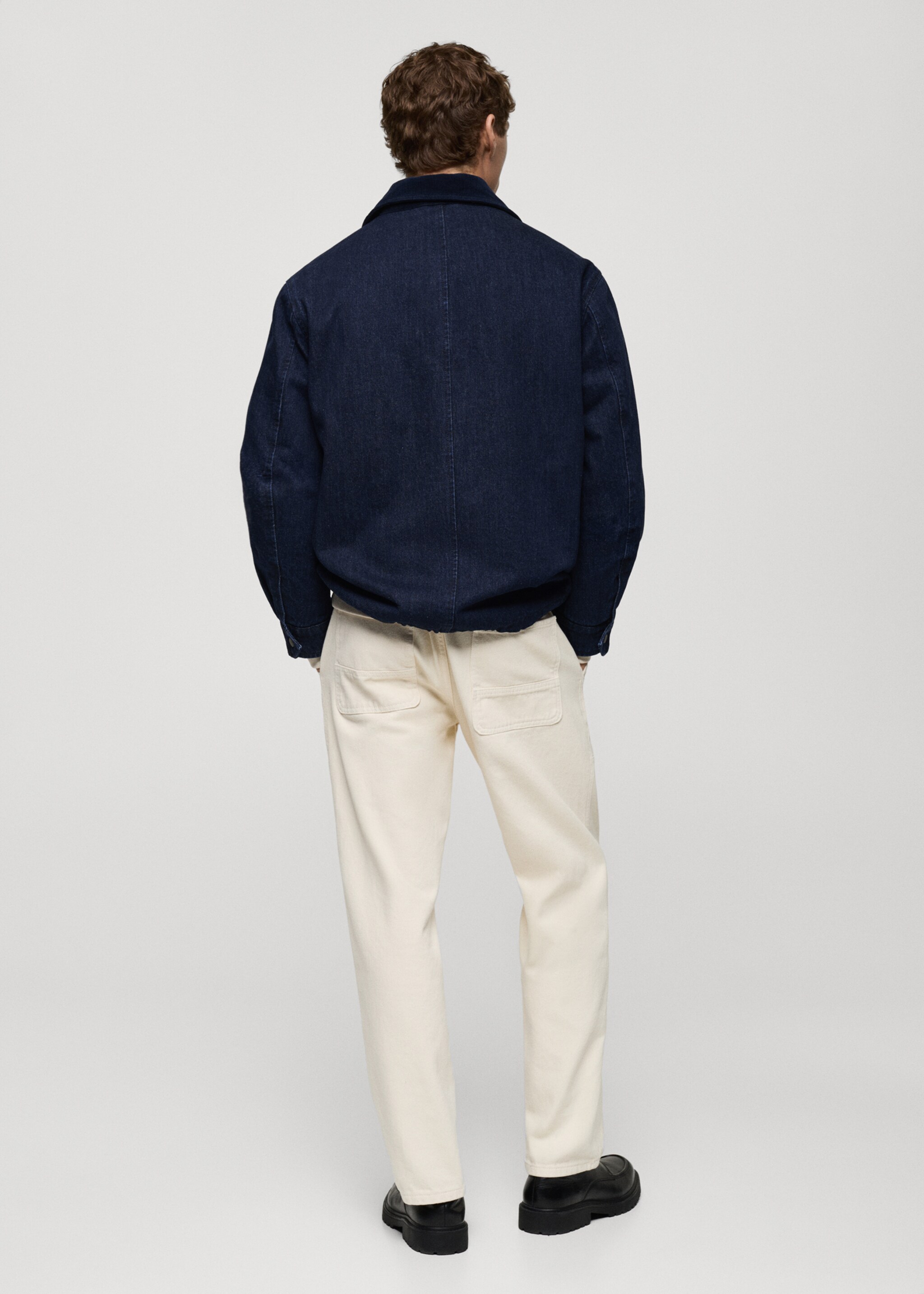 Corduroy collar denim jacket - Reverse of the article, Open Blue. Ref: 77097912-00.