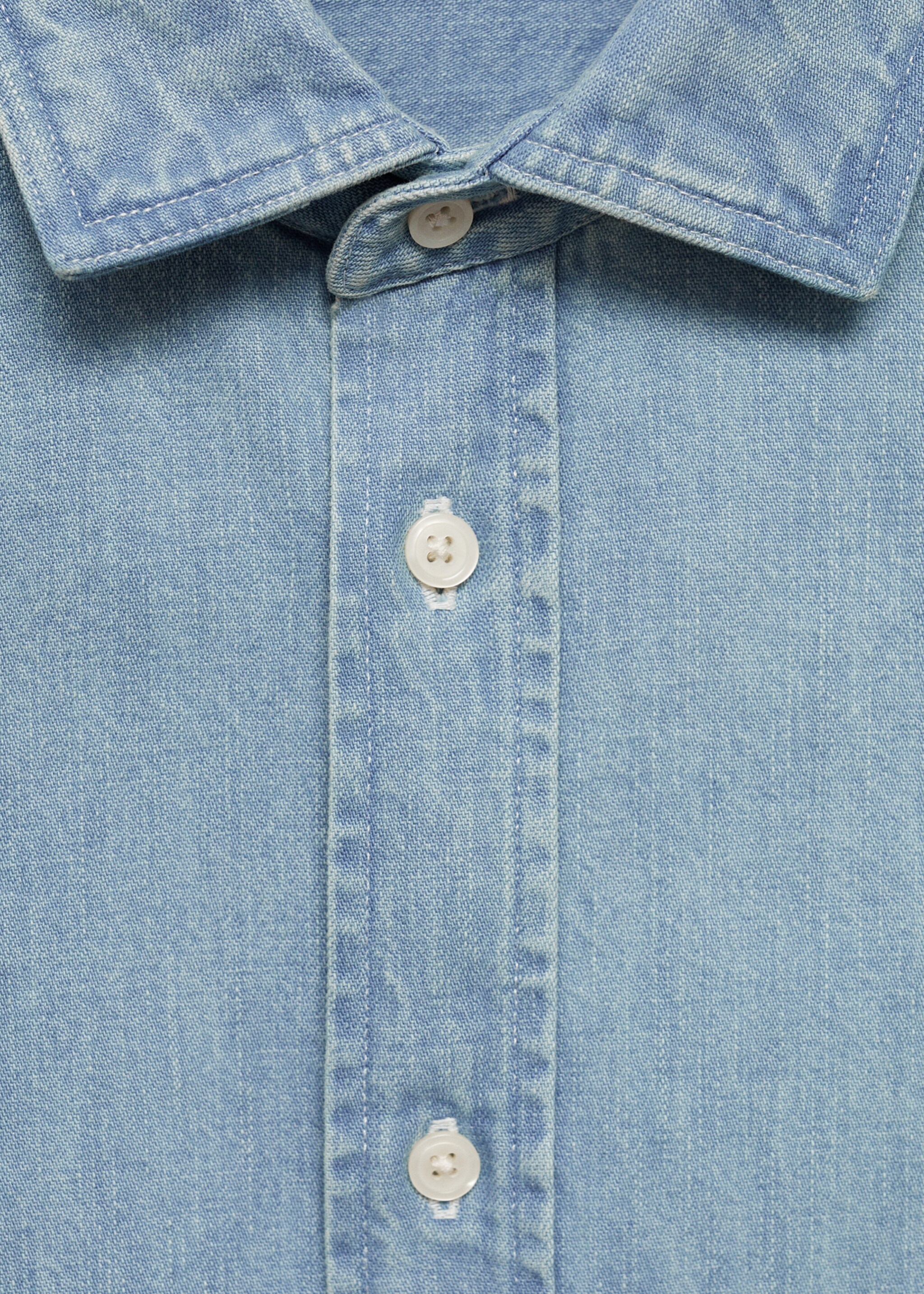 Regular fit denim shirt - Details of the article 8, Light Blue. Ref: 77097916-00.