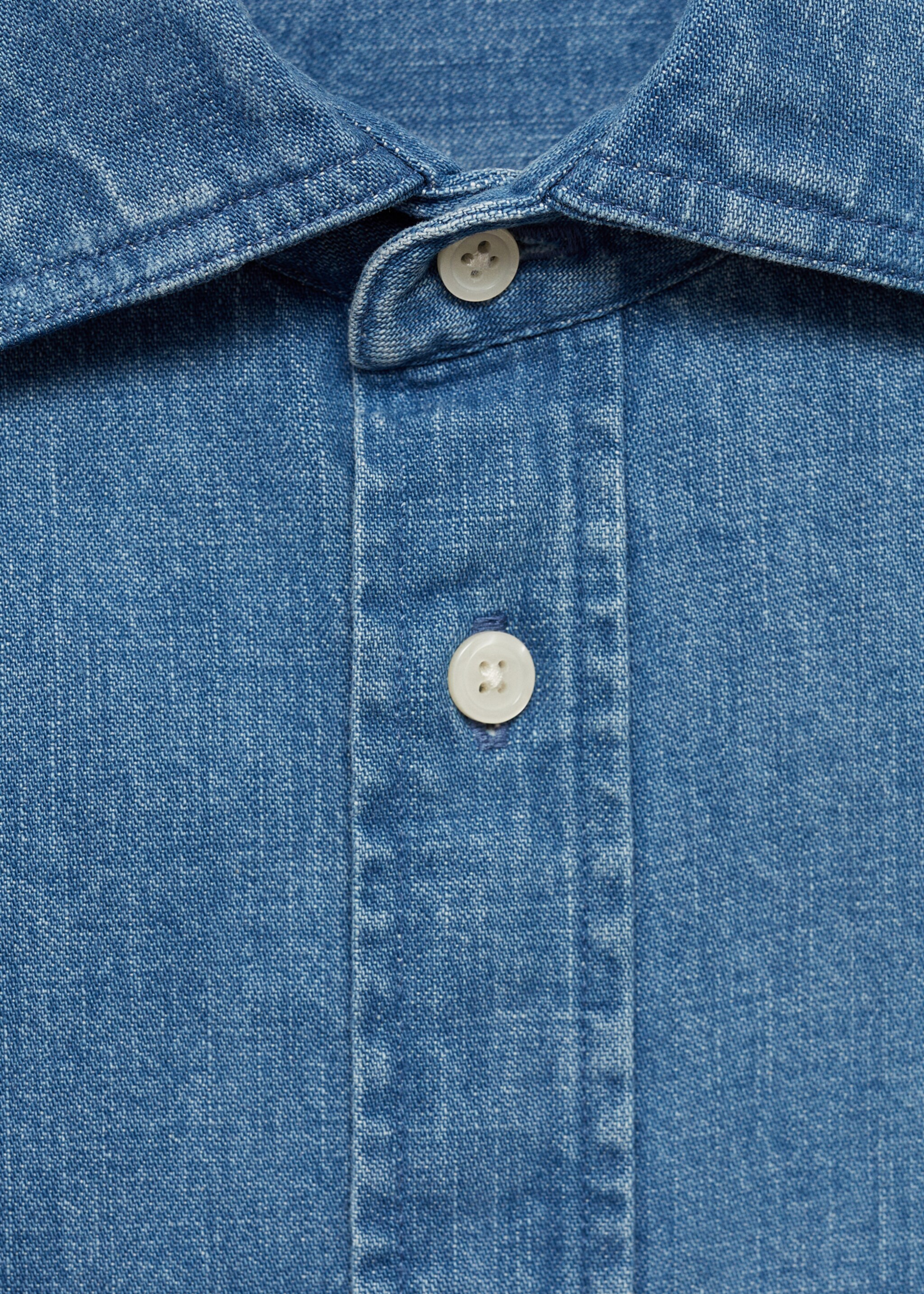 Regular fit denim shirt - Details of the article 8, Medium Blue. Ref: 77097916-00.