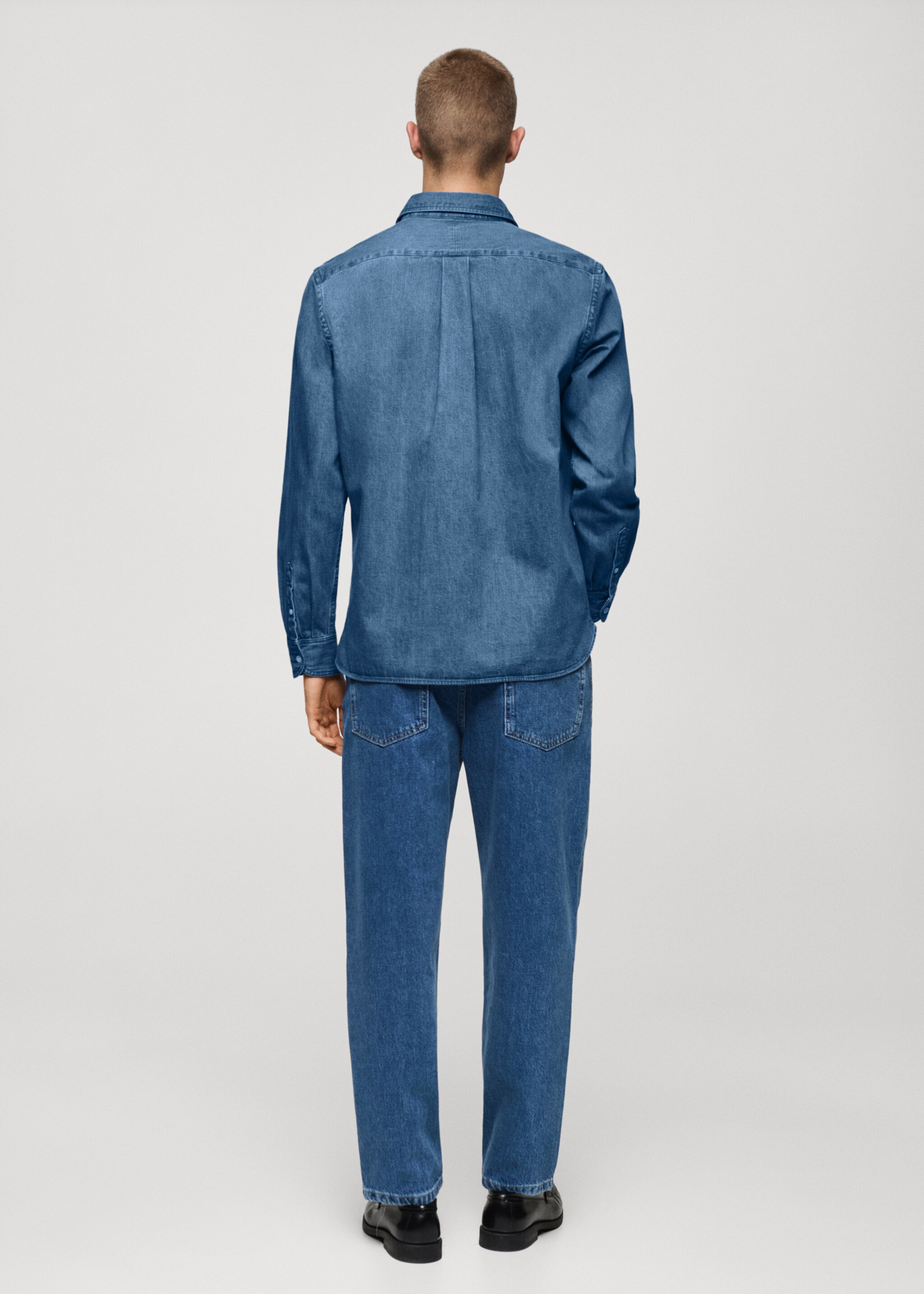 Regular fit denim shirt - Reverse of the article, Medium Blue. Ref: 77097916-00.