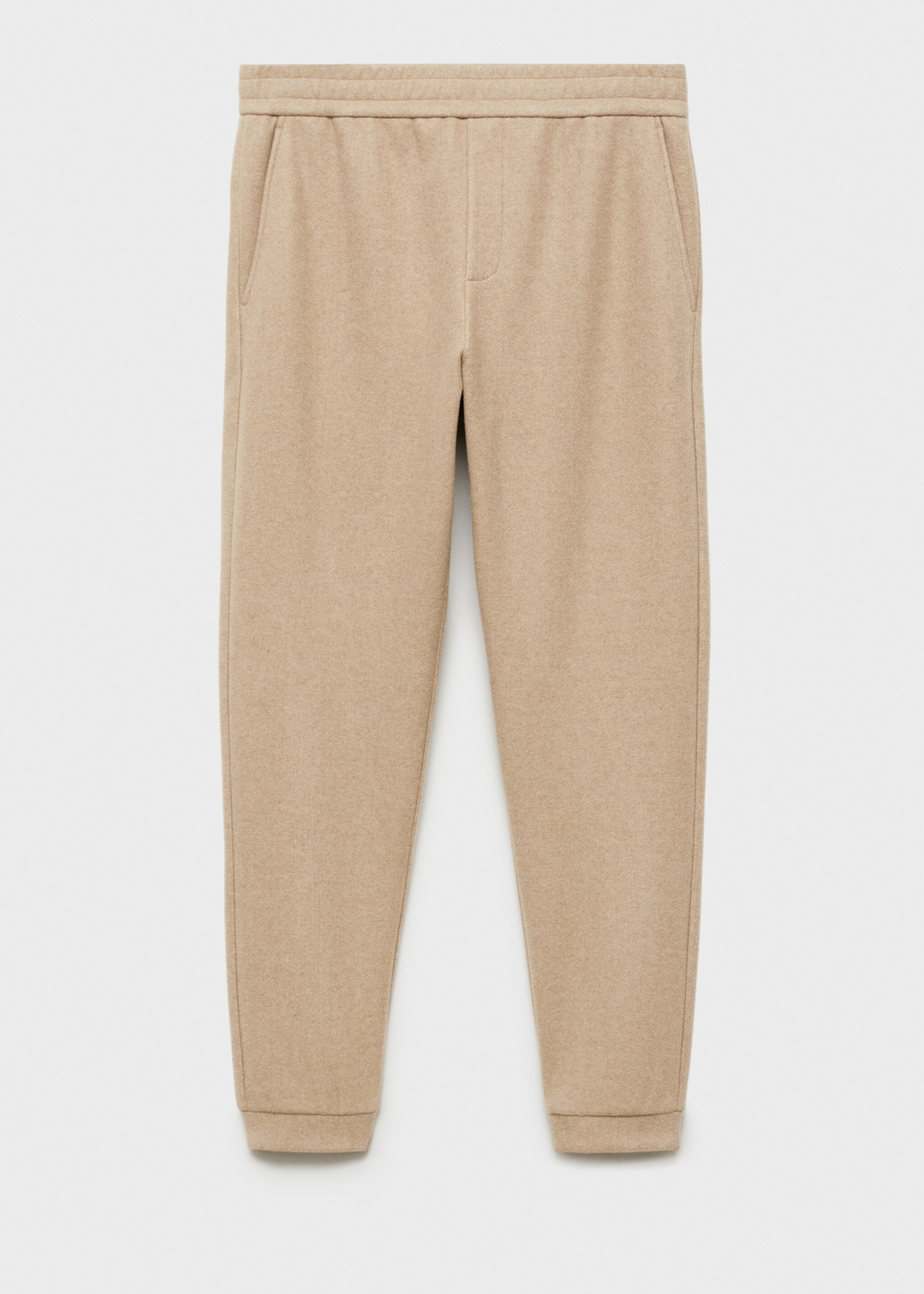 Flannel joggers with drawstring - Article without model, Beige. Ref: 77097919-00.