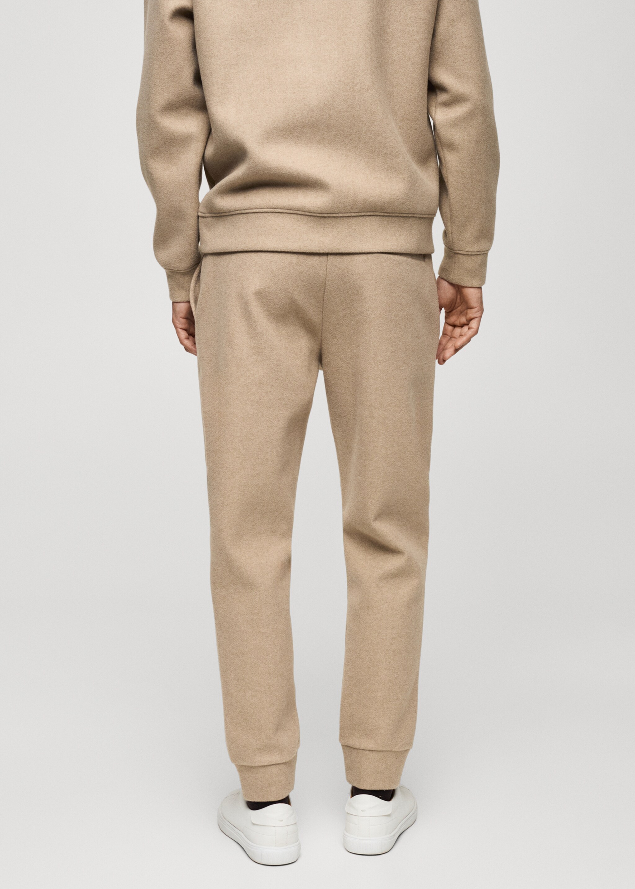 Flannel joggers with drawstring - Reverse of the article, Beige. Ref: 77097919-00.