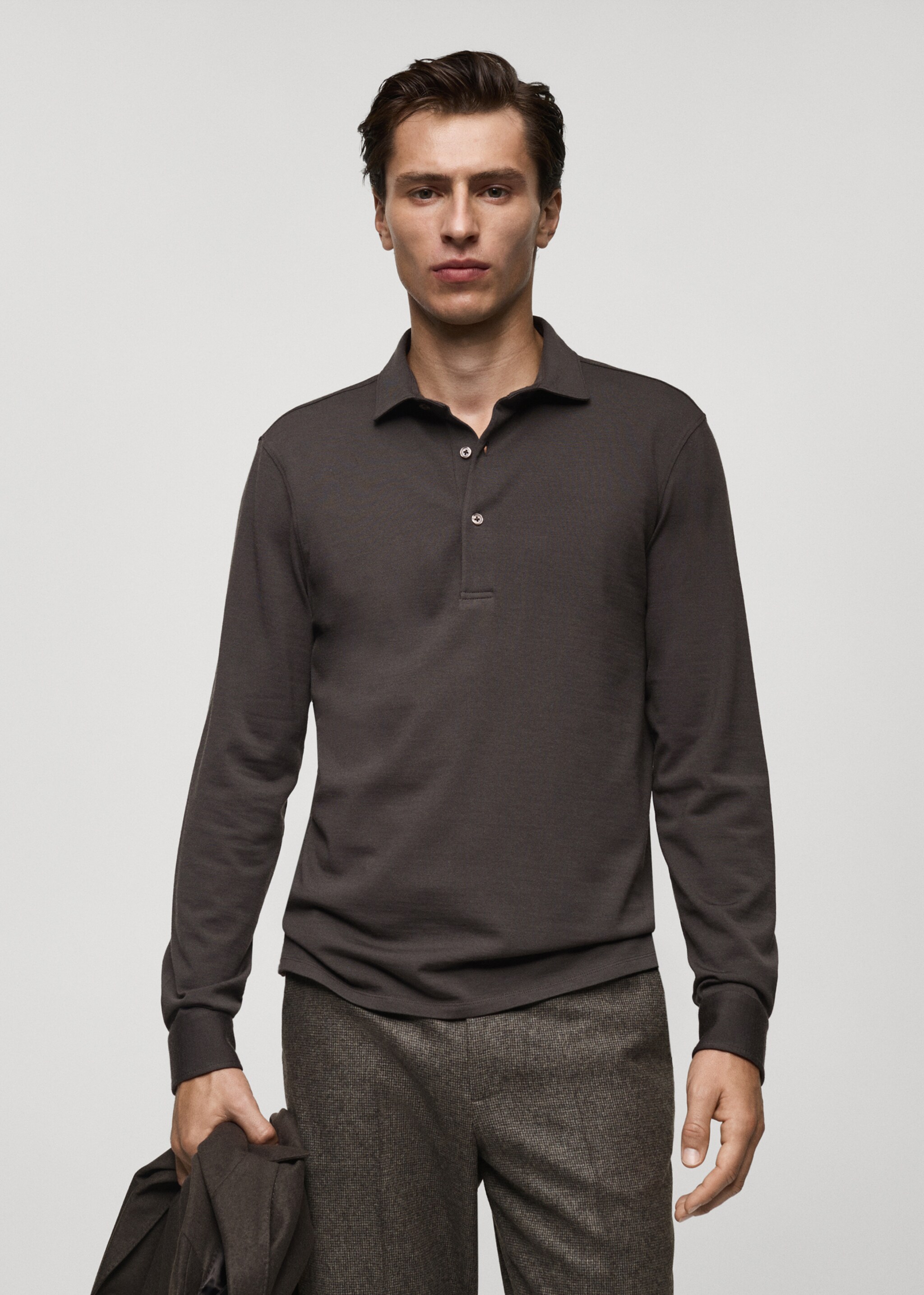 Regular fit fazonú gyapjú pólóing - Felezősík, Barna. Ref: 77097920-00.