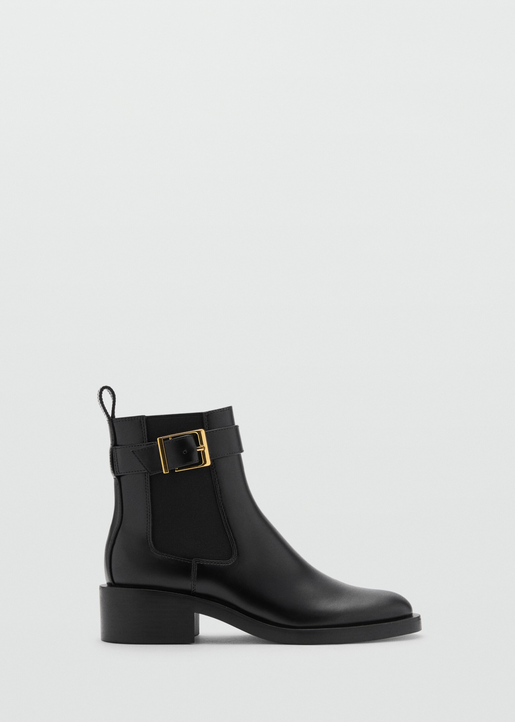 Ankle boots with elastic panel and buckle - Article without model, Black. Ref: 77097925-00.