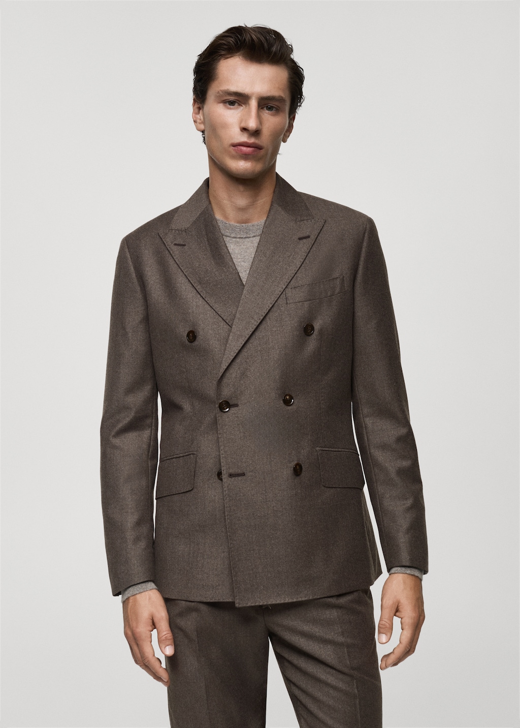 Italian 100% virgin wool flannel suit jacket - Men | MANGO OUTLET USA