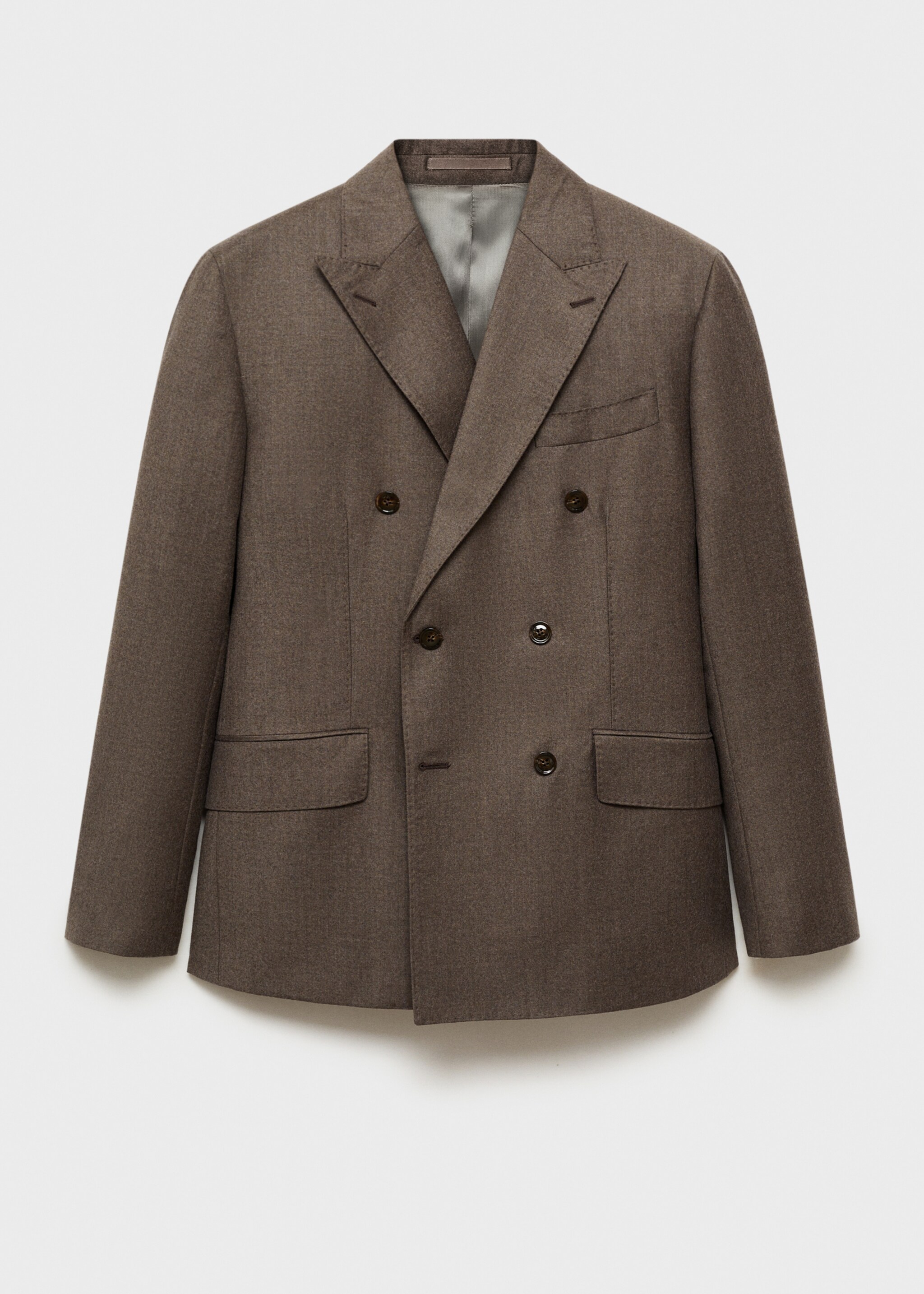 Veste costume flanelle 100 % laine italienne - Article sans modèle, Marron. Ref: 77097930-00.