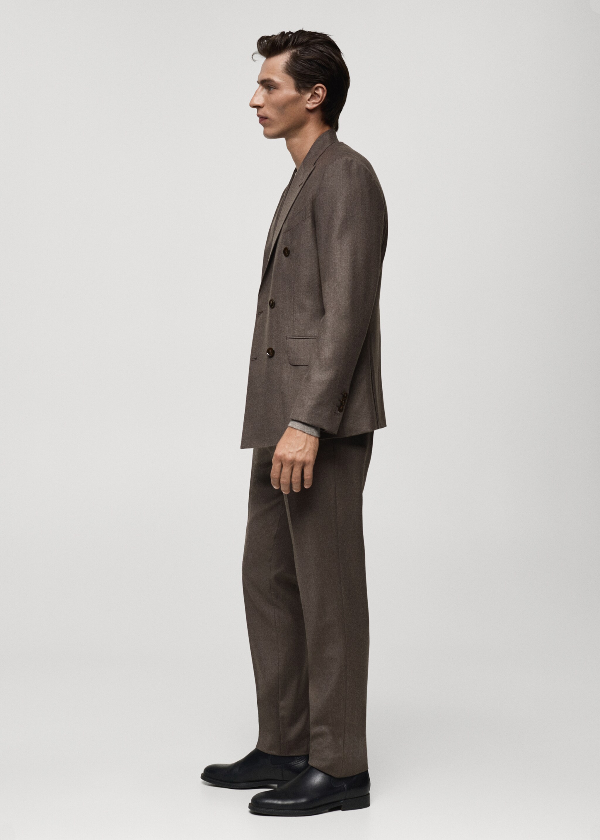 Veste costume flanelle 100 % laine italienne - Détail de l'article 2, Marron. Ref: 77097930-00.