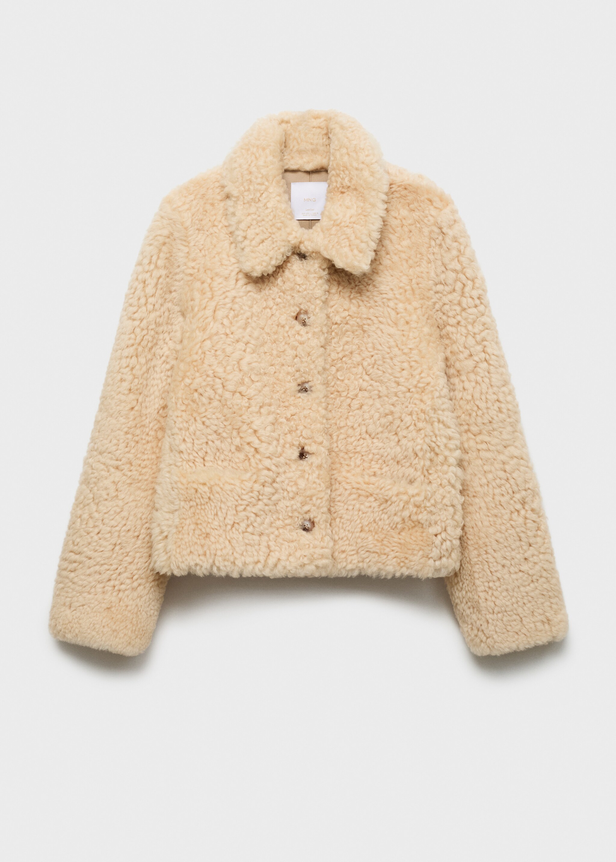 Shearling leather coat - Article without model, Ecru. Ref: 77097936-00.