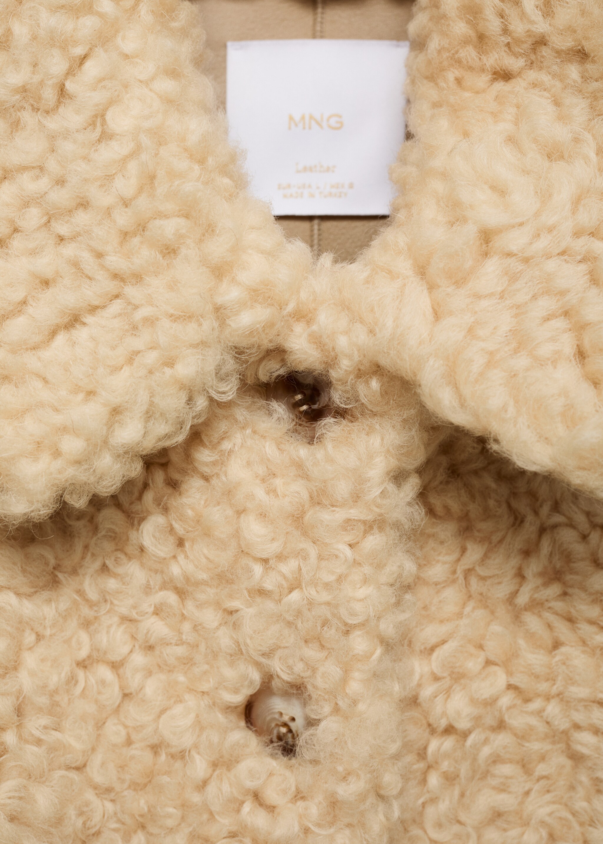 Shearling leather coat - Details of the article 8, Ecru. Ref: 77097936-00.