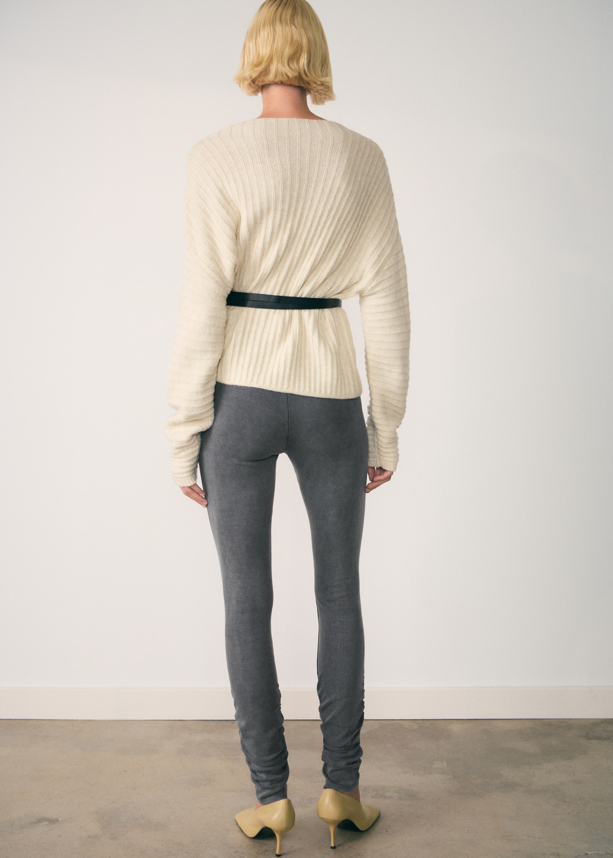 Ruched hem leggings - Reverse of the article, Grey. Ref: 77097937-00.