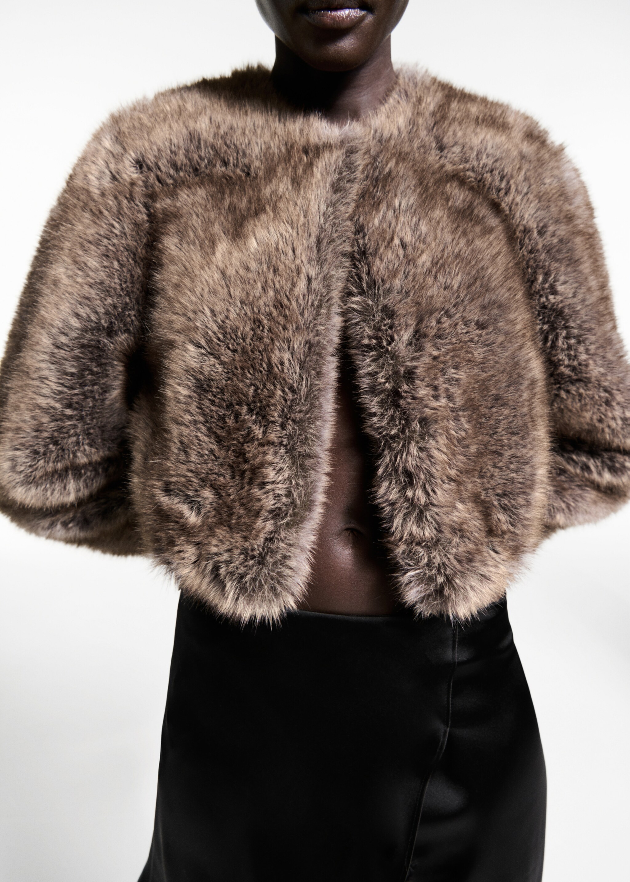 Fur effect jacket - Medium plane, Beige. Ref: 77098263-00.