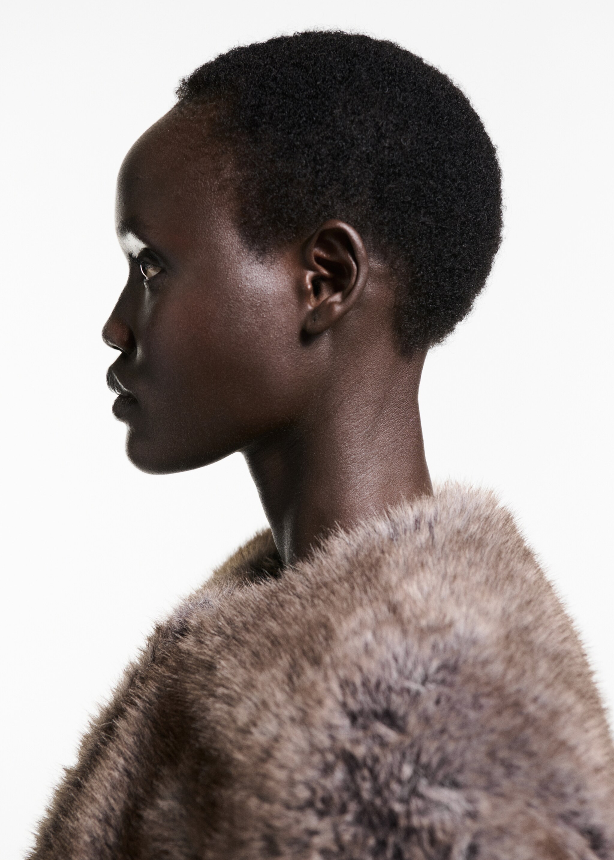 Fur effect jacket - Details of the article 1, Beige. Ref: 77098263-00.