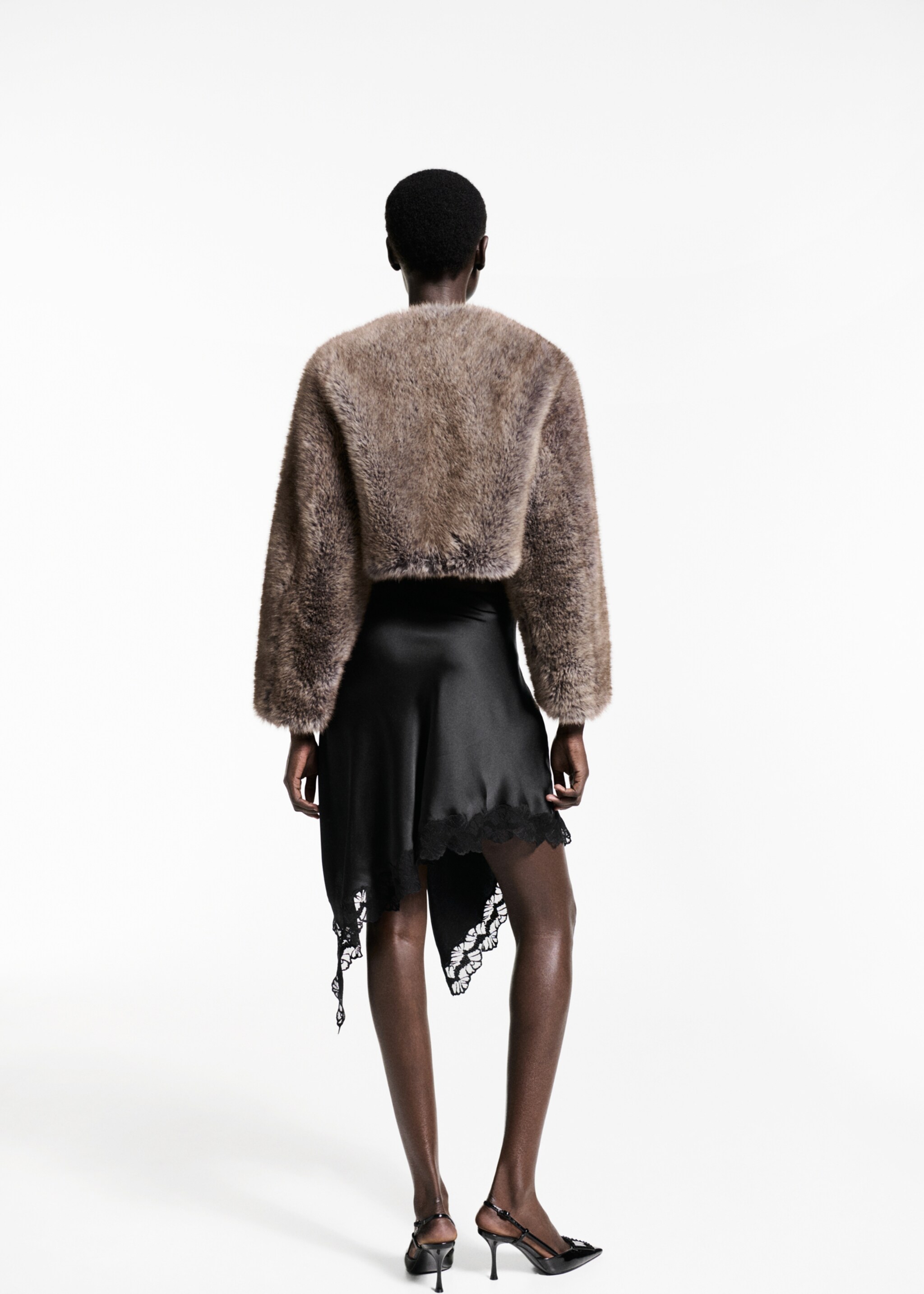 Fur effect jacket - Reverse of the article, Beige. Ref: 77098263-00.