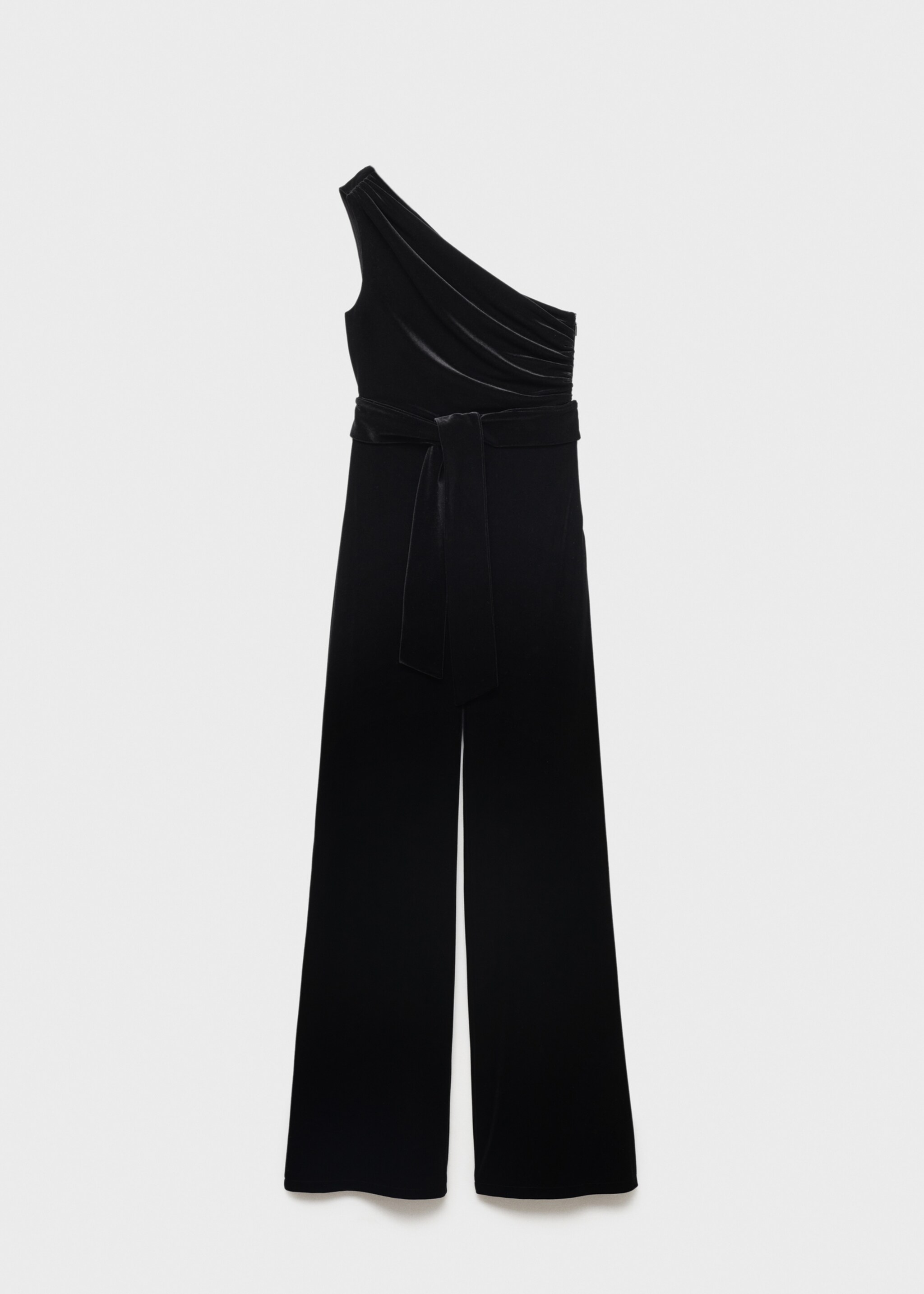 Asymmetric velvet jumpsuit - Article without model, Black. Ref: 77098267-00.