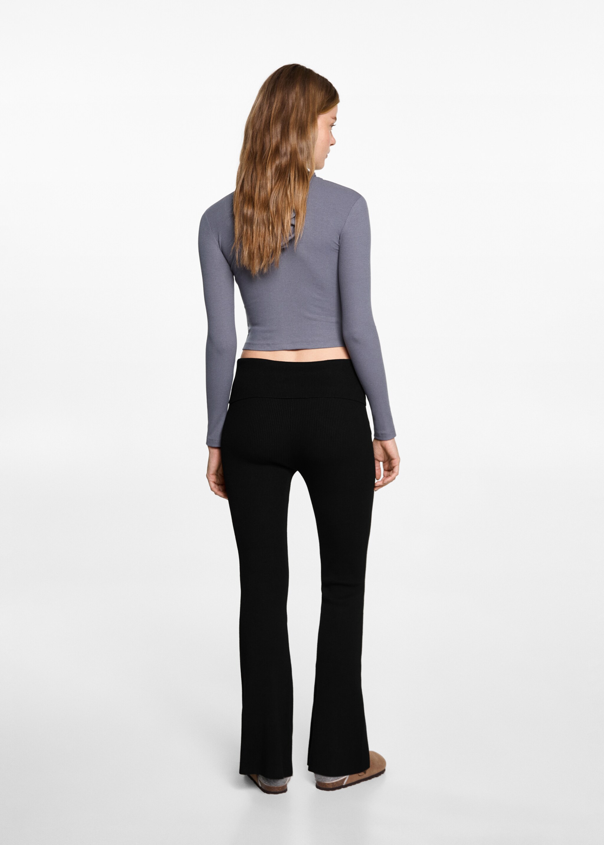 Leggings flare canalé - Reverso del artículo, Negro. Ref: 77098272-00.