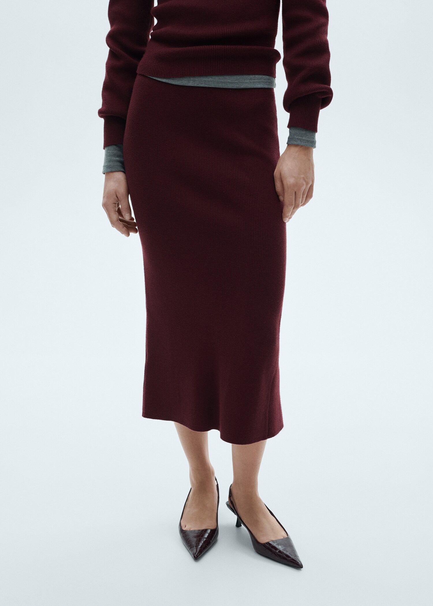 Ribbed midi skirt - Medium plane