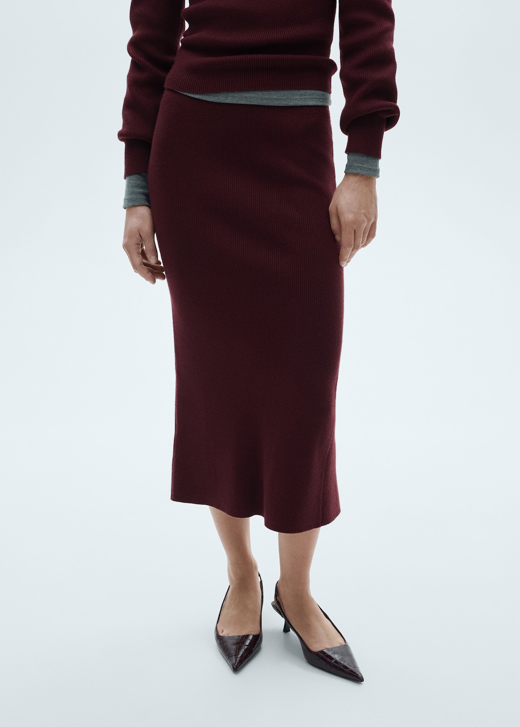 Úpletová midi sukně - Žena | MANGO OUTLET Czech Republic