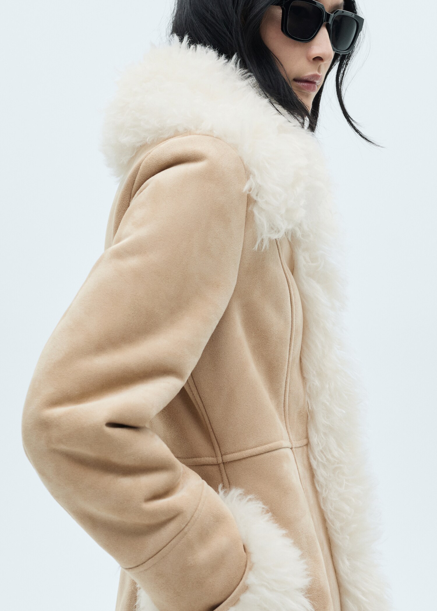 Shearling-lined coat Women MANGO OUTLET Denmark