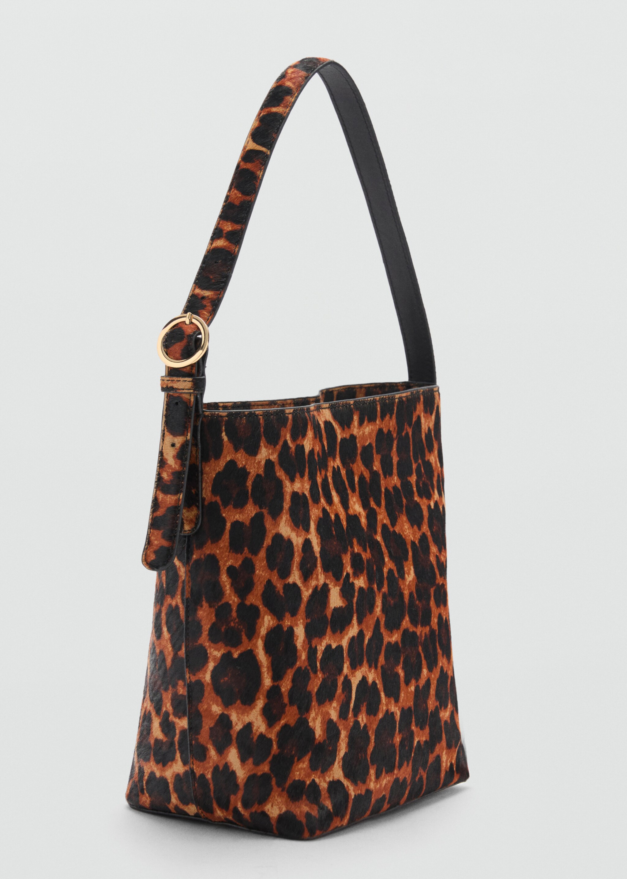 Leopard-print leather bag - Medium plane, Brown. Ref: 77098279-00.