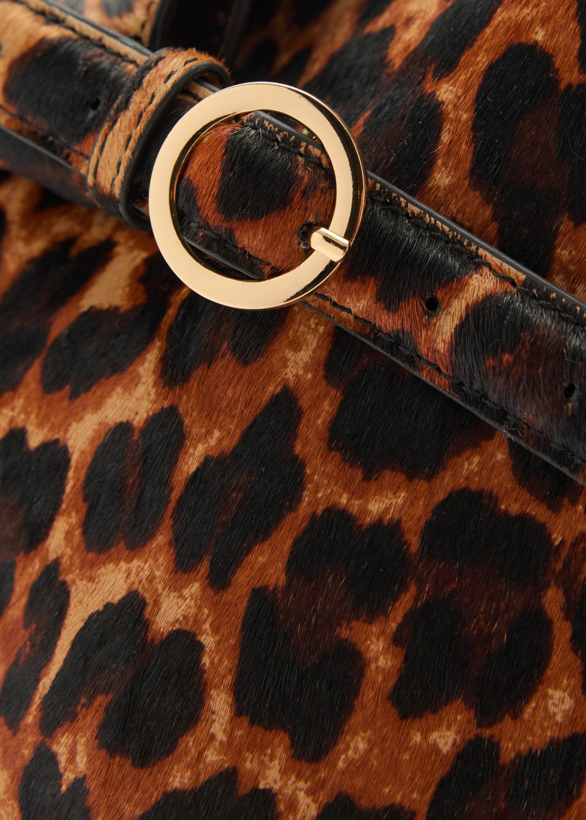 Leopard-print leather bag - Details of the article 1, Brown. Ref: 77098279-00.