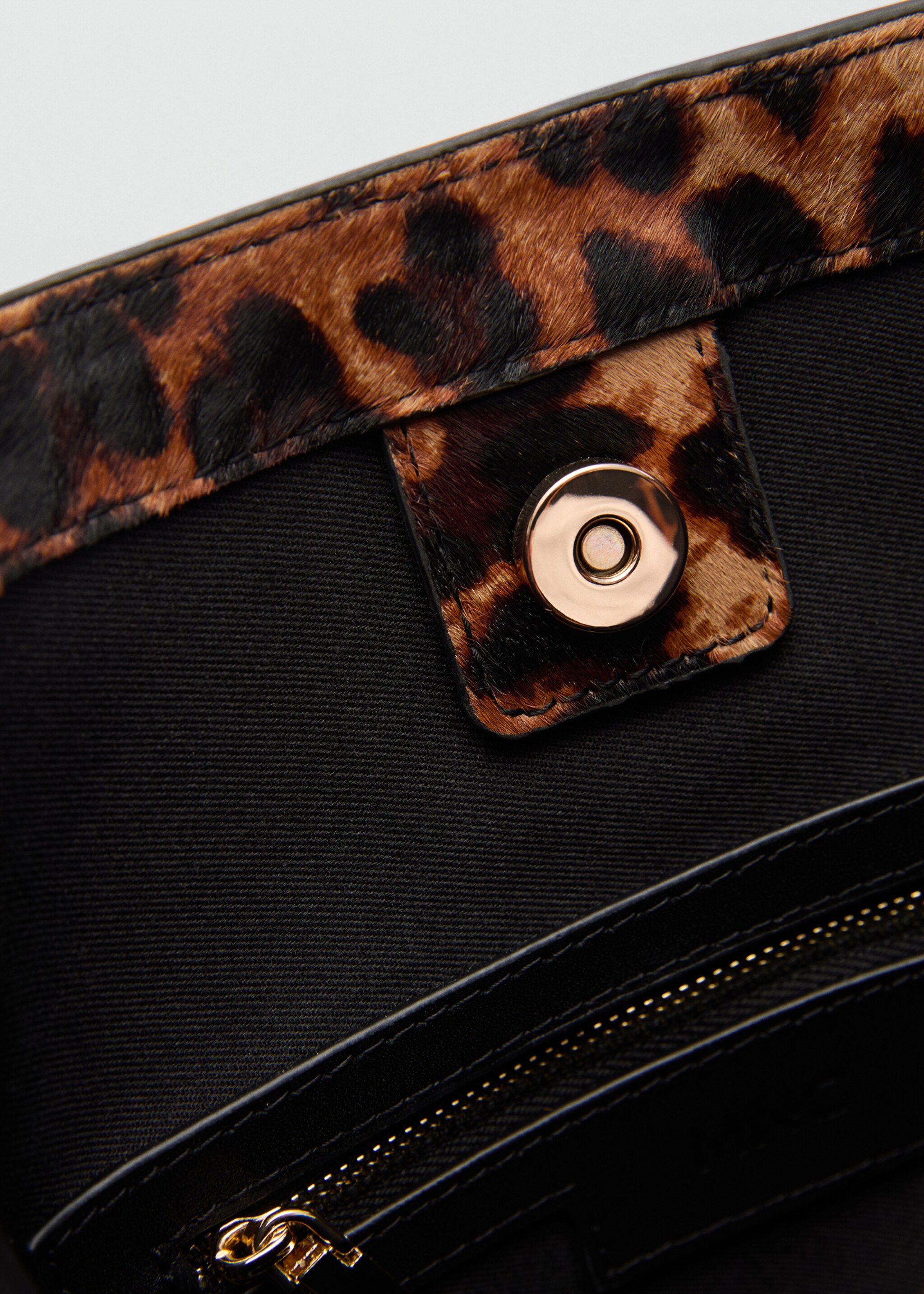 Leopard-print leather bag - Details of the article 3, Brown. Ref: 77098279-00.