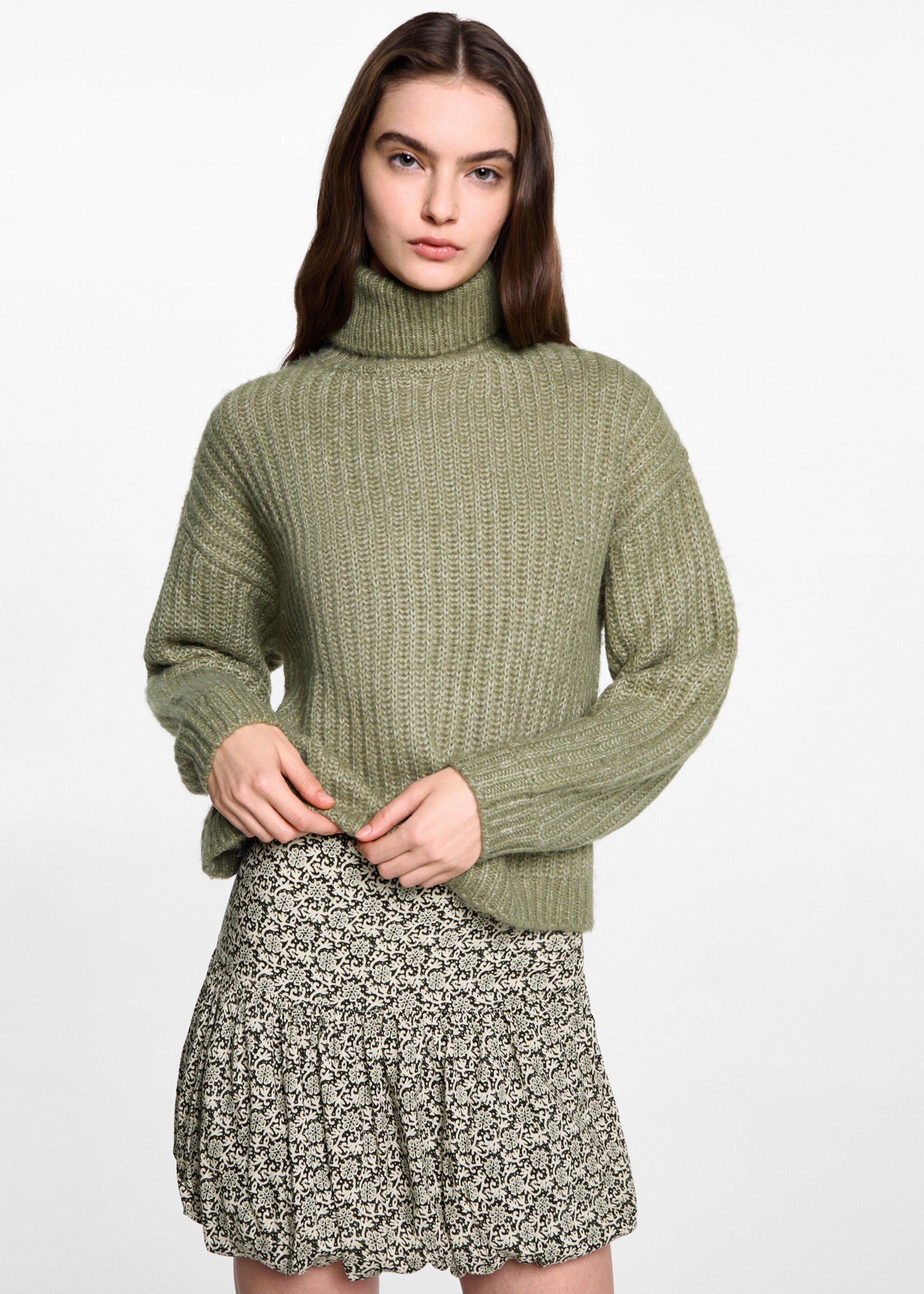 Floral-print balloon skirt - Medium plane, Black. Ref: 77098280-00.