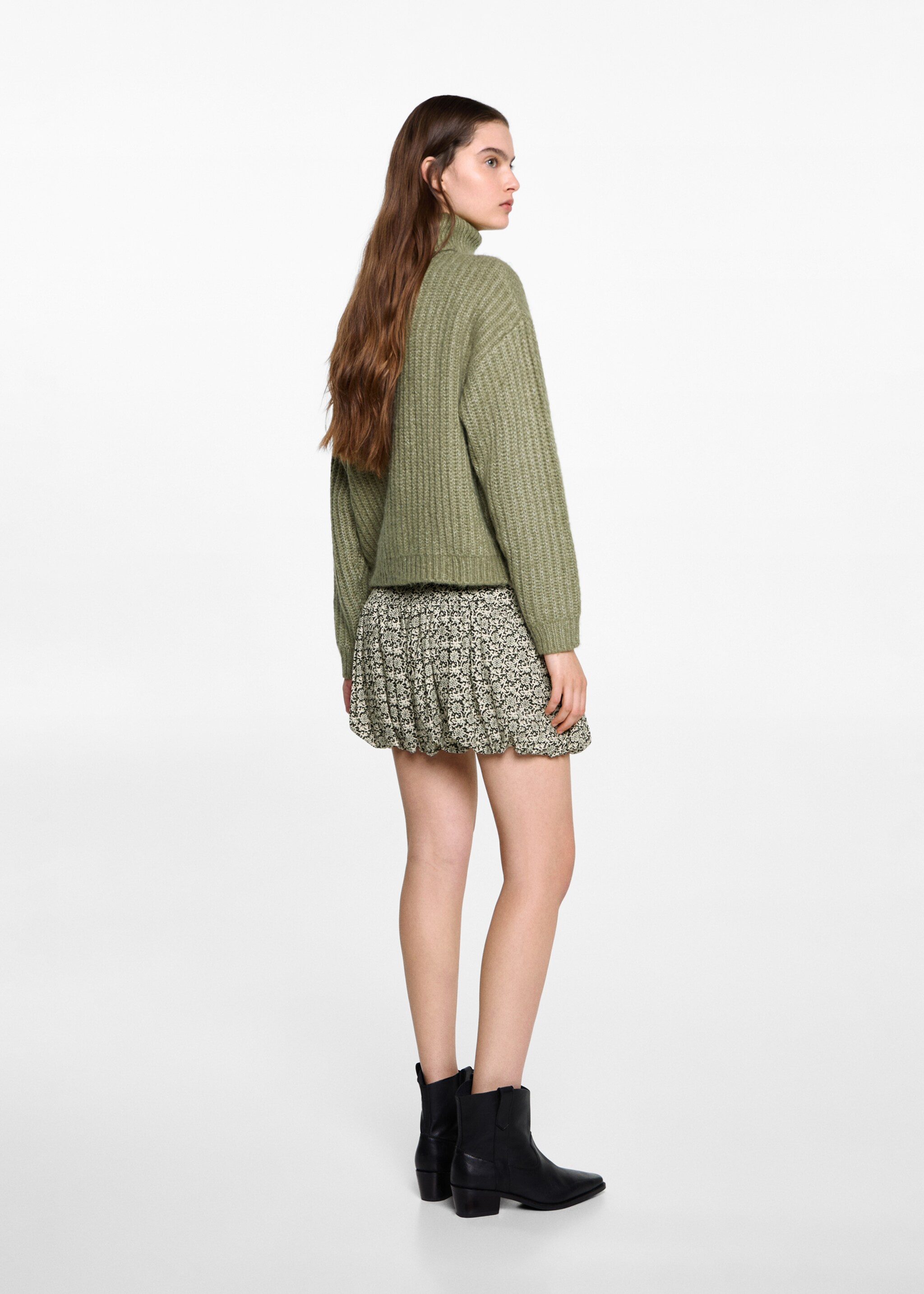 Floral-print balloon skirt - Reverse of the article, Black. Ref: 77098280-00.