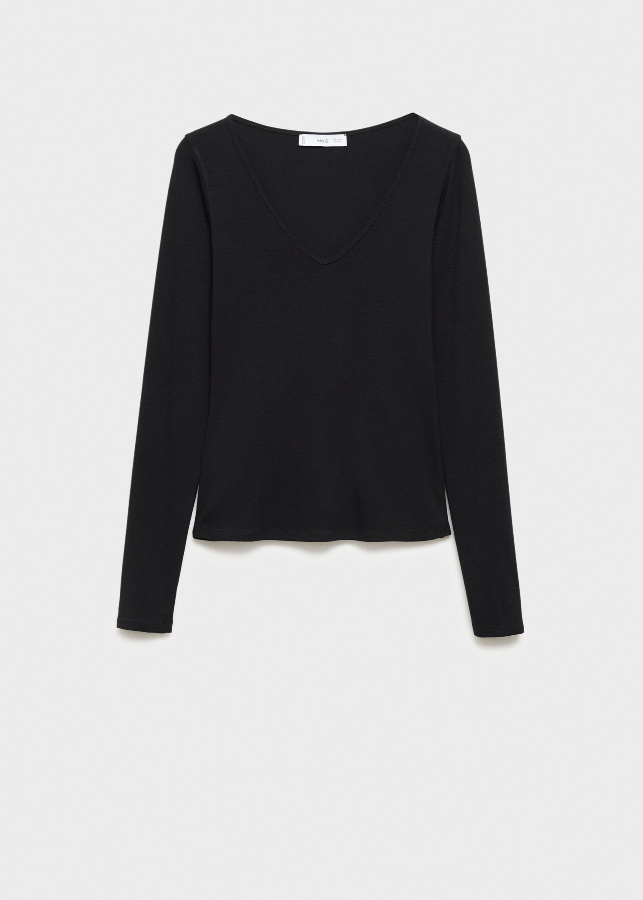 Camiseta manga larga cuello pico - Artículo sin modelo, Negro. Ref: 77098284-00.