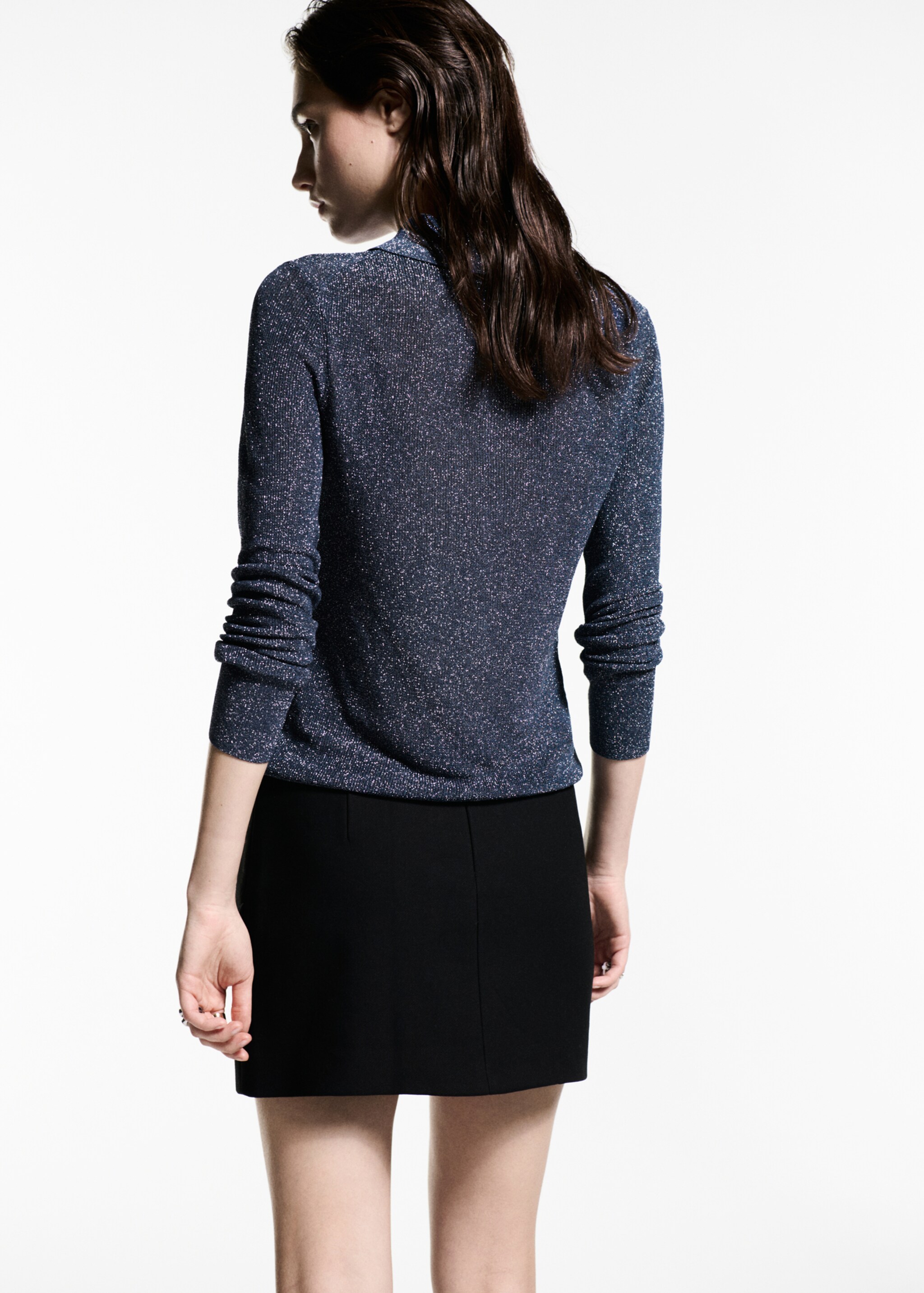 Lurex knitted shirt - Reverse of the article, Night Blue. Ref: 77099056-00.