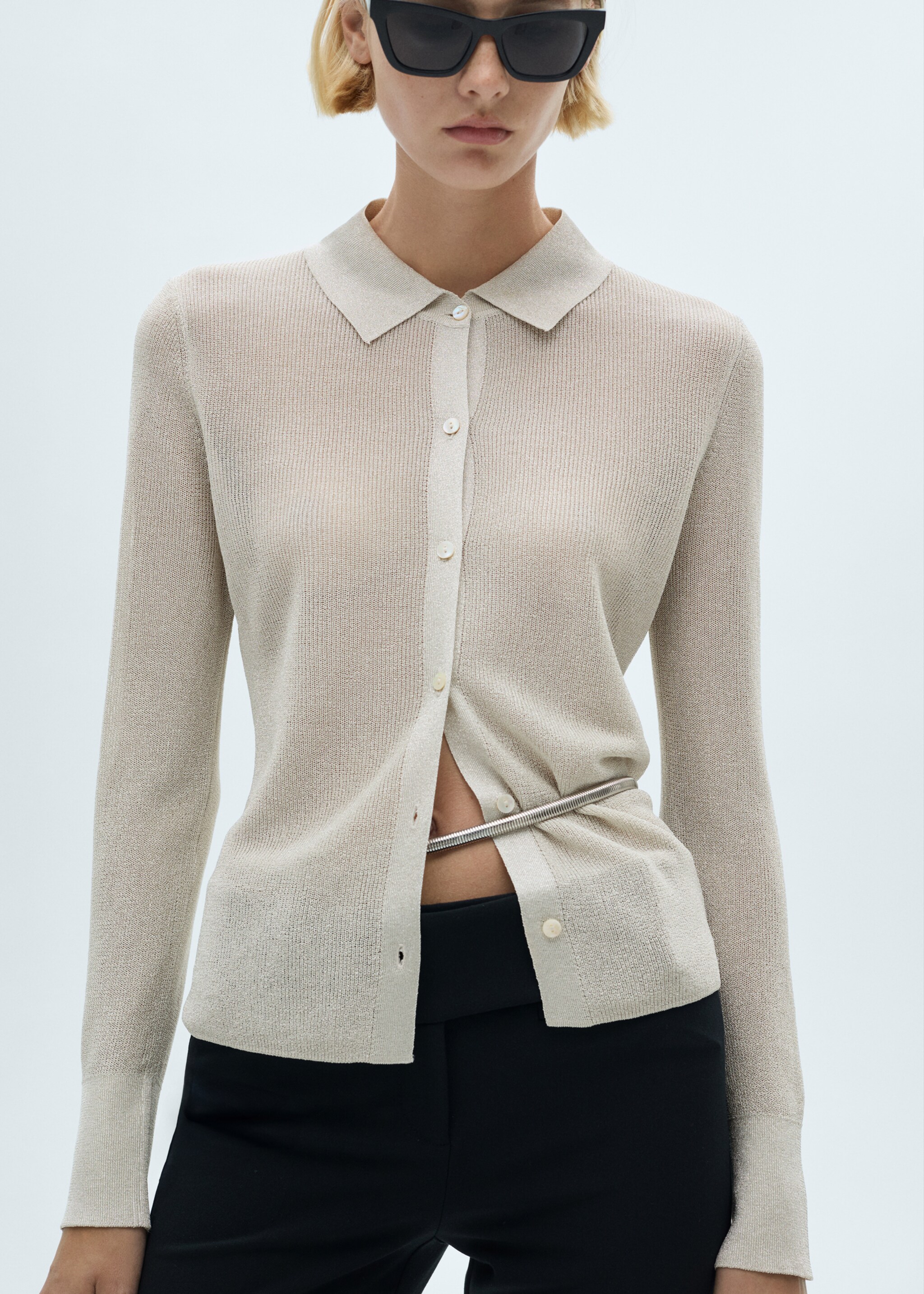 Camisa punt lúrex - Pla mig, Platejat. Ref: 77099056-00.
